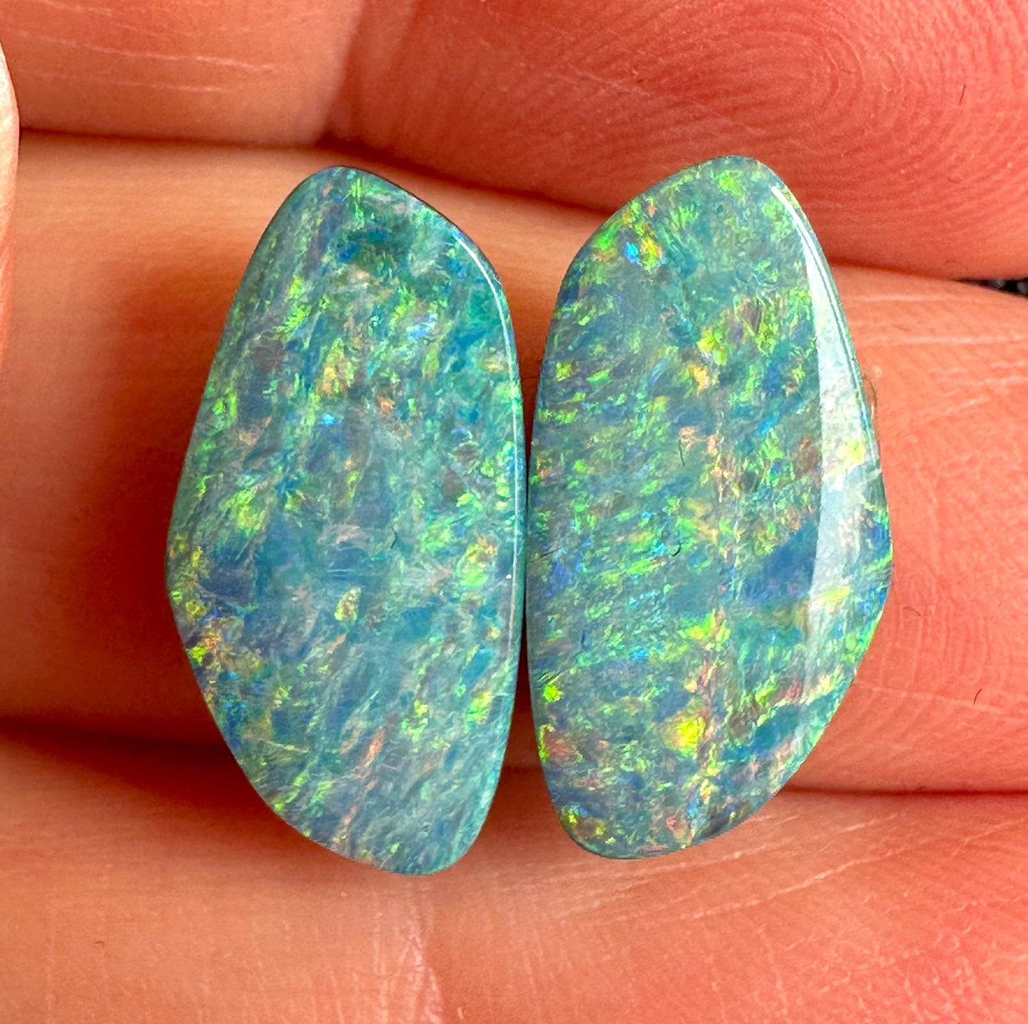 Australian natural opal doublet matching pair