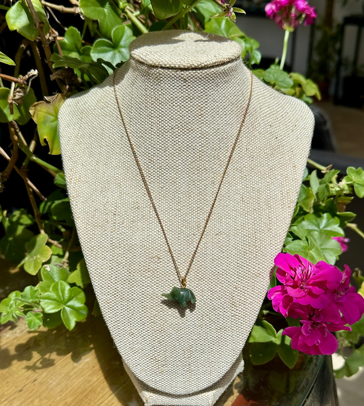 Cowell Green Jade Elephant Blessing Charm or Pendant