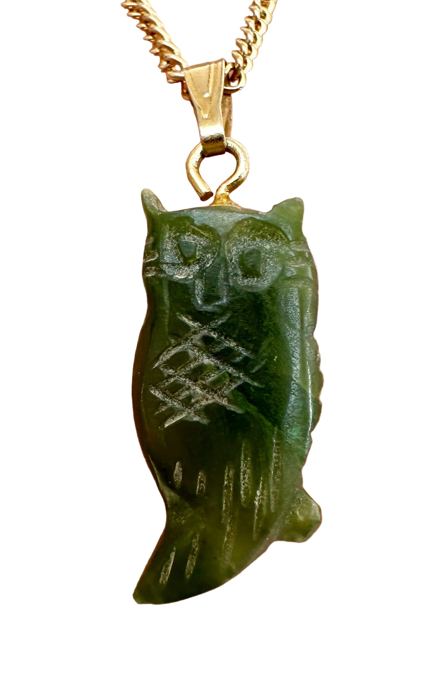 Australian Cowell Green Jade Owl Blessing Charm or Pendant