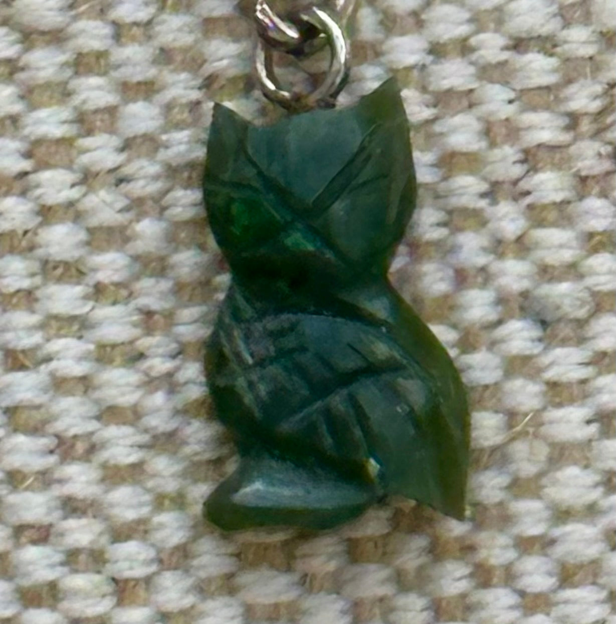 Australian Cowell green jade owl blessing charm or pendant
