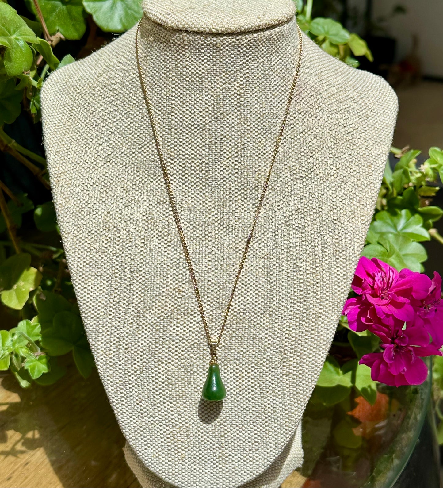 Australian Cowell green jade pear blessing charm or pendant