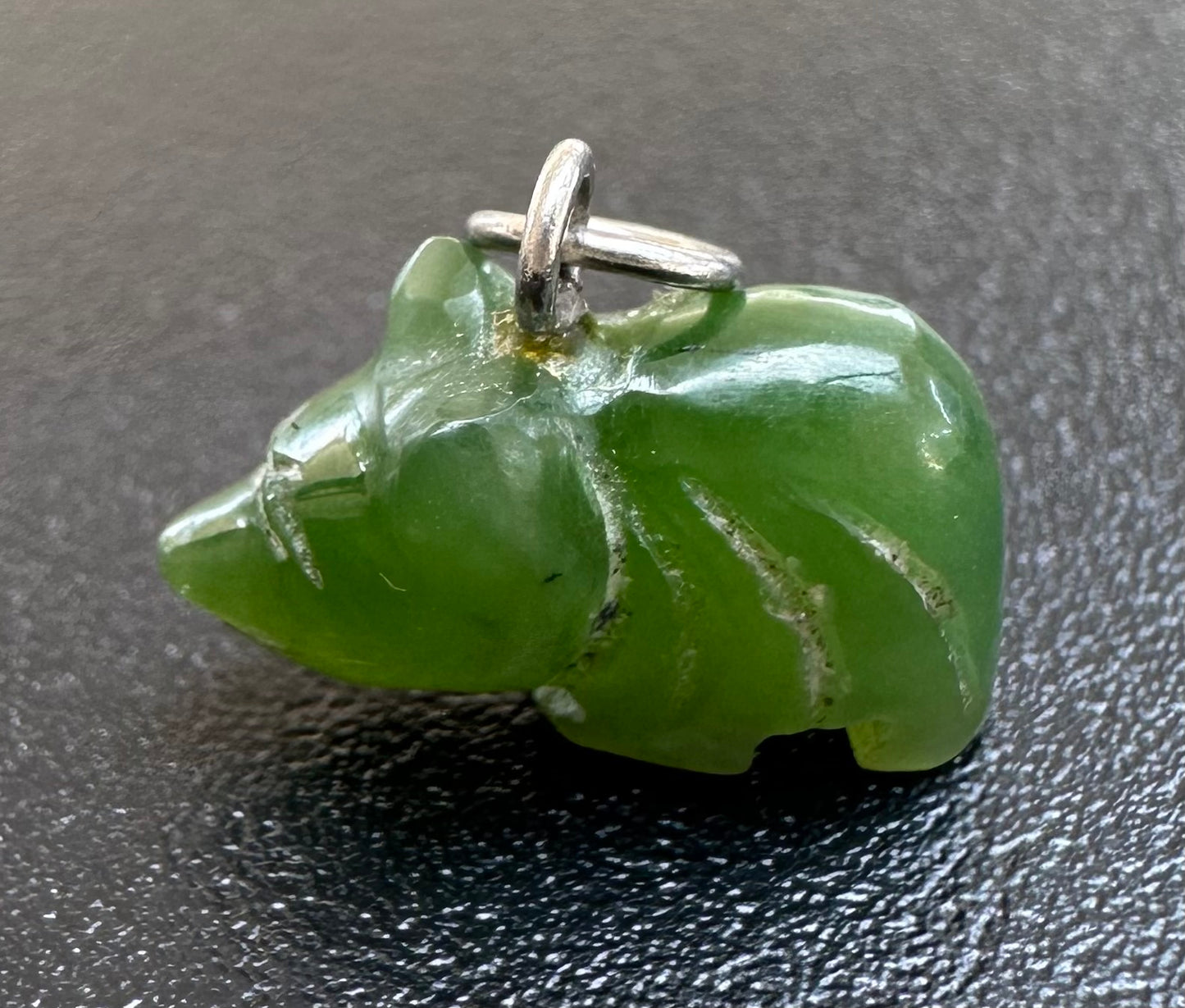 Australian Cowell green jade Bear blessing charm or pendant