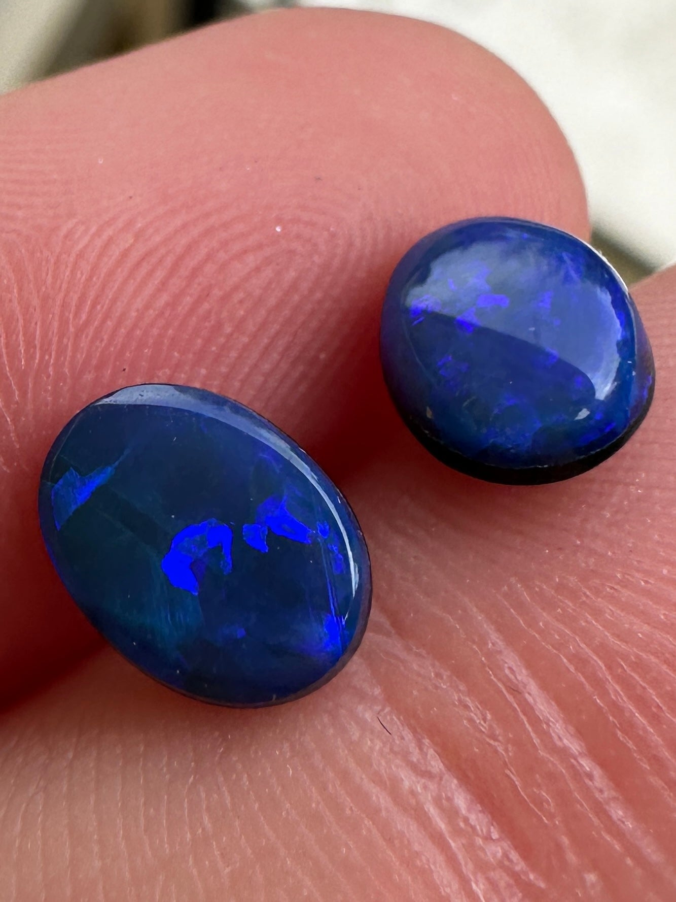 Australian Opal Doublet Pair 2.01cts - Unset Blue 8x6mm