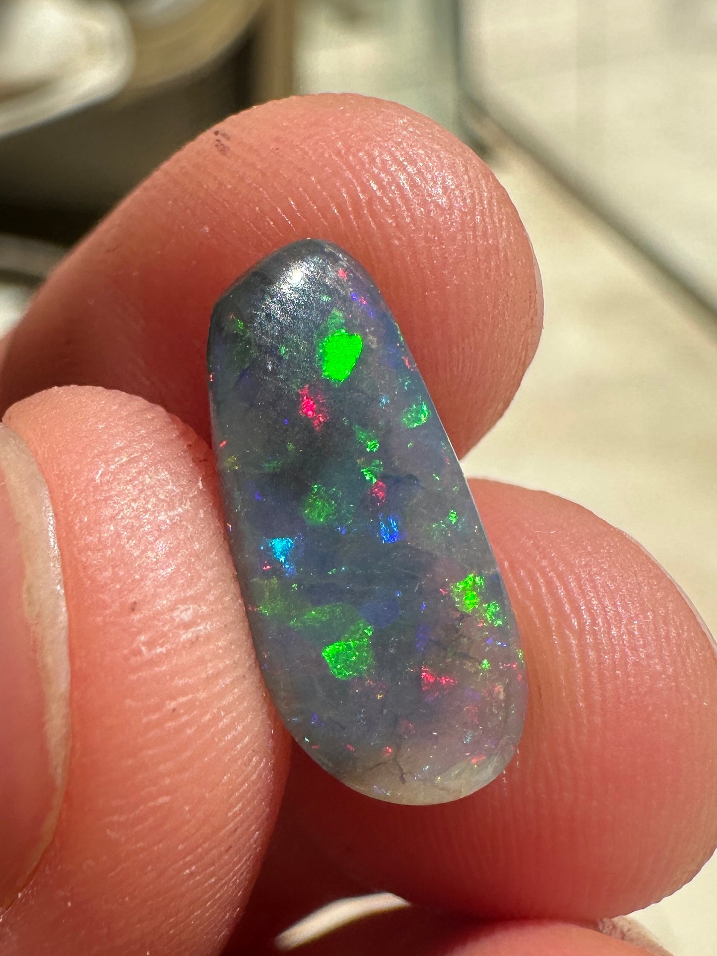 Australian Lightning Ridge multicolored black unset pendant or ring Crystal Opal 2.90 ct