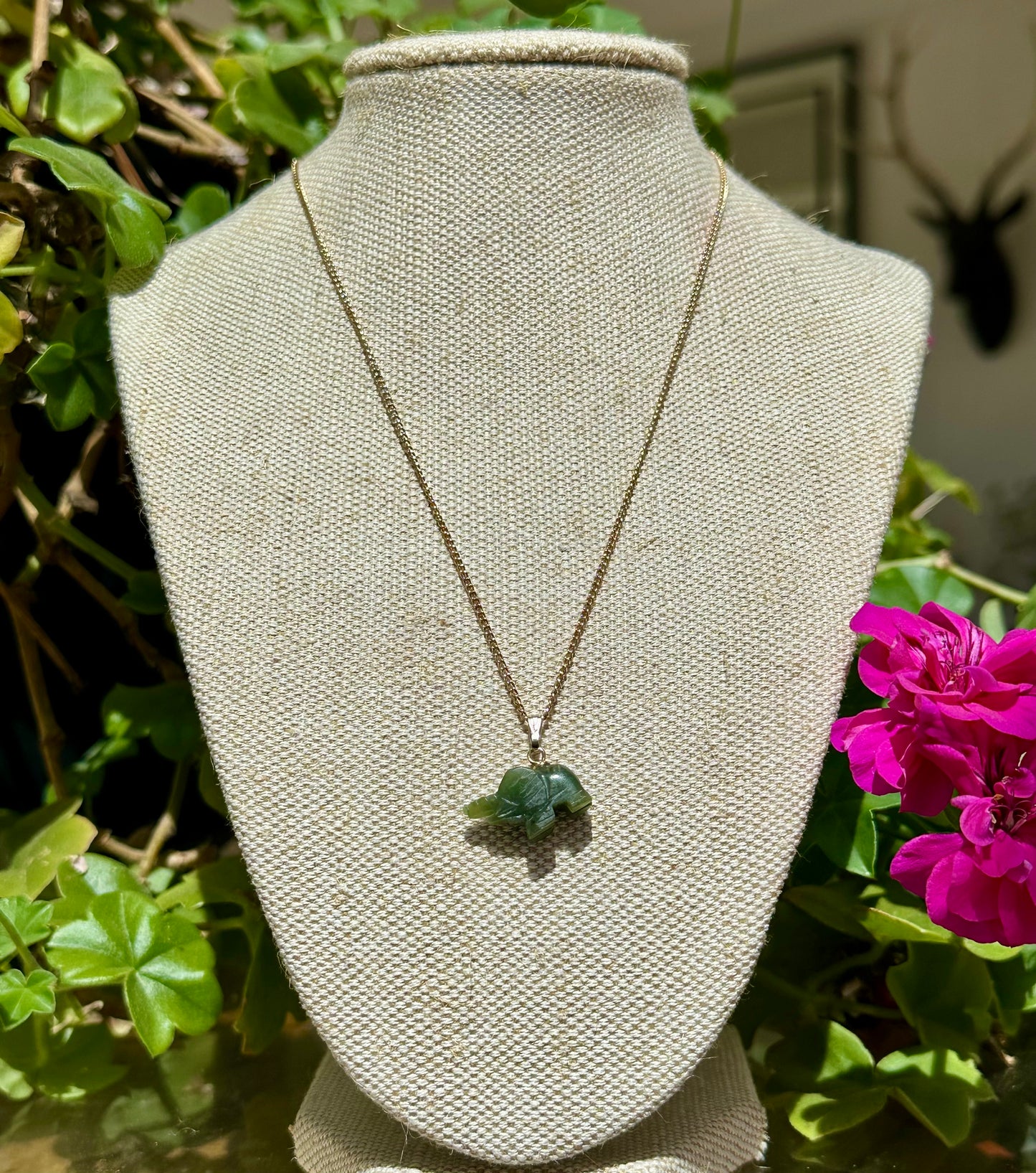 Cowell Green Jade Elephant Blessing Charm or Pendant