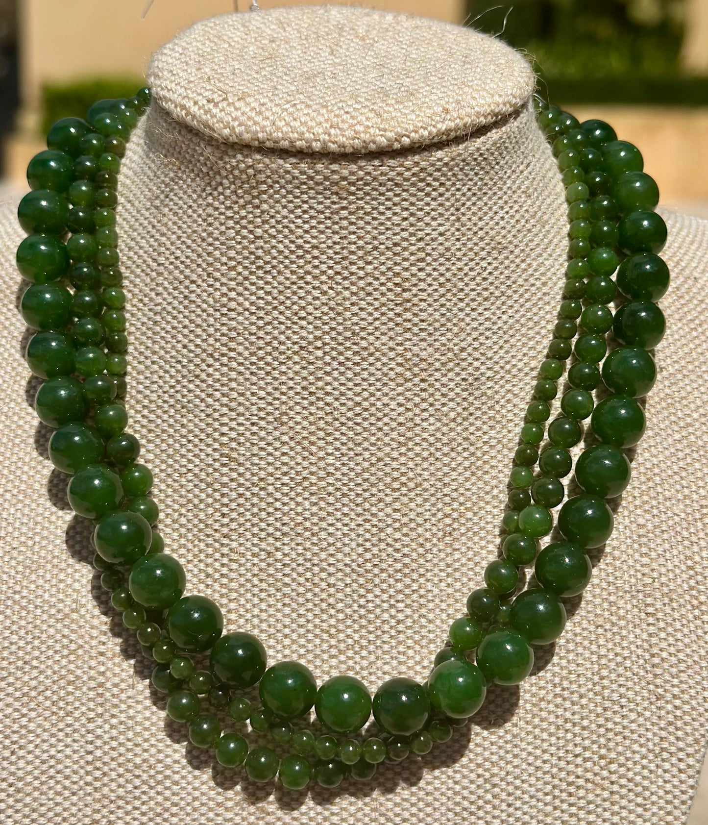 3 Strands 16" Australian Natural Nephrite Jade Green Beads