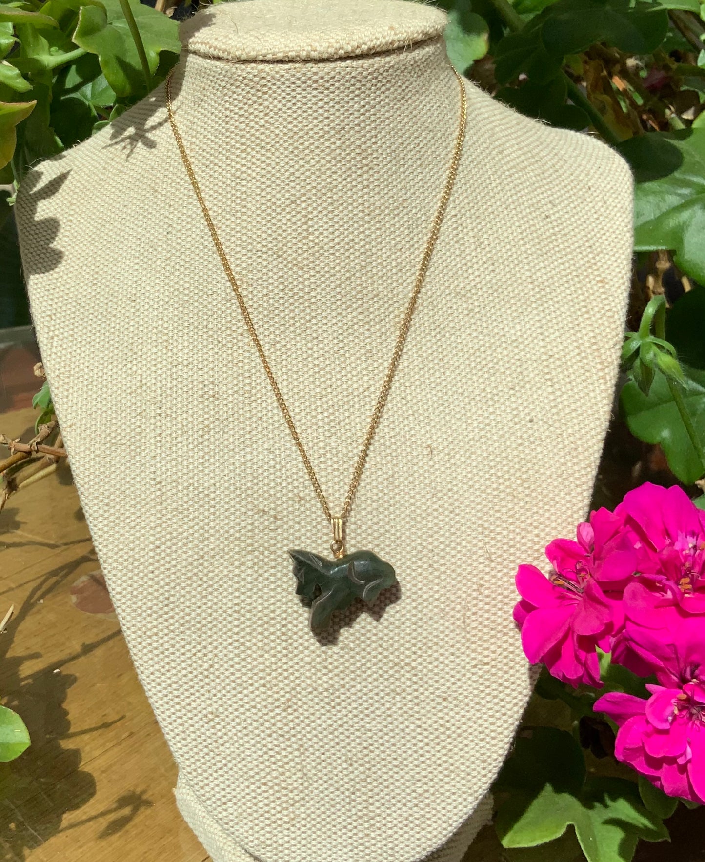 Green nephrite jade dog charm or pendant