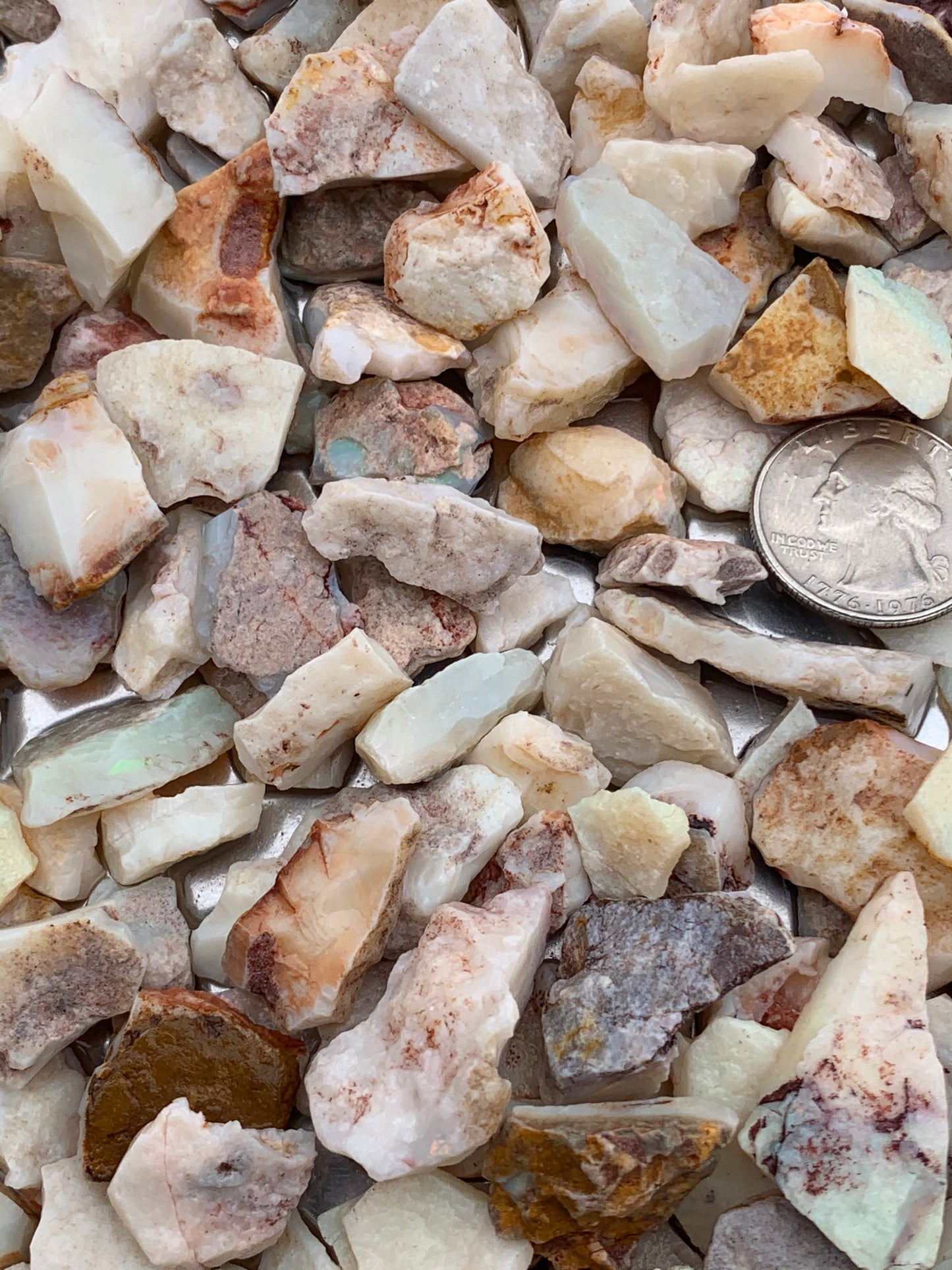 Coober Pedy Rough Opal parcel 20 ounces - White Base Multi-Colour South Australia