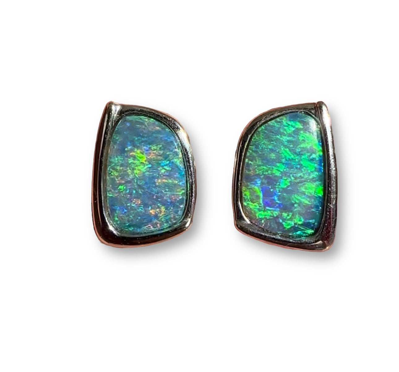 18 k white gold gem opal earrings - Opal Essence Wholesalers 