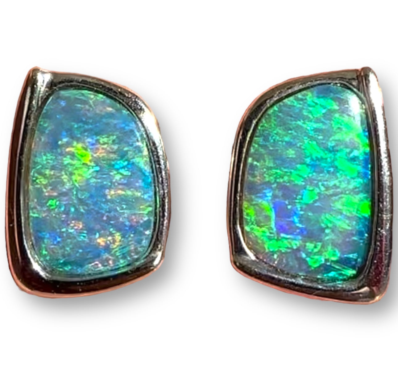 18 k white gold gem opal earrings - Opal Essence Wholesalers 