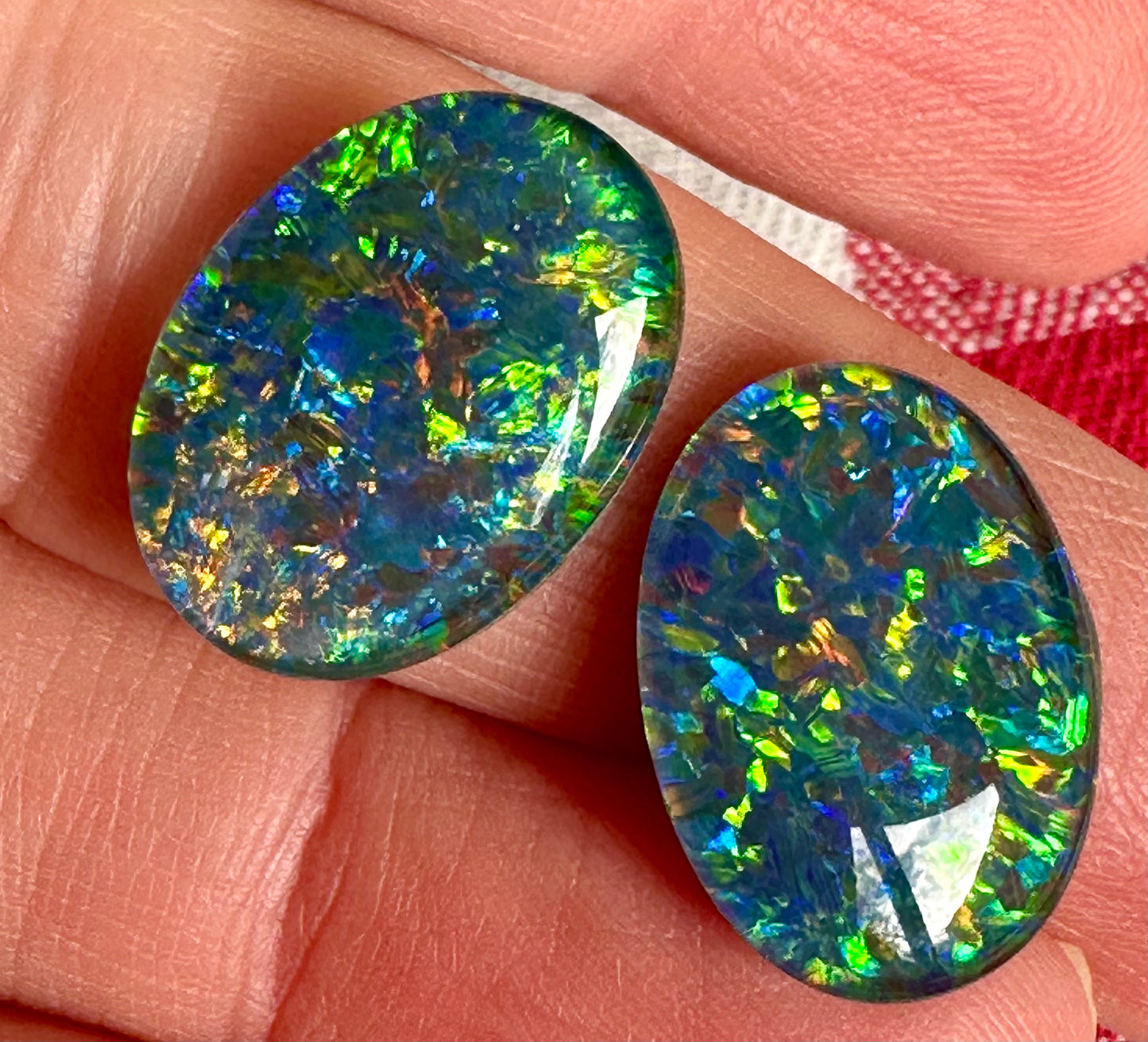 Brilliant Pair Australian Opal Triplets 18x13mm