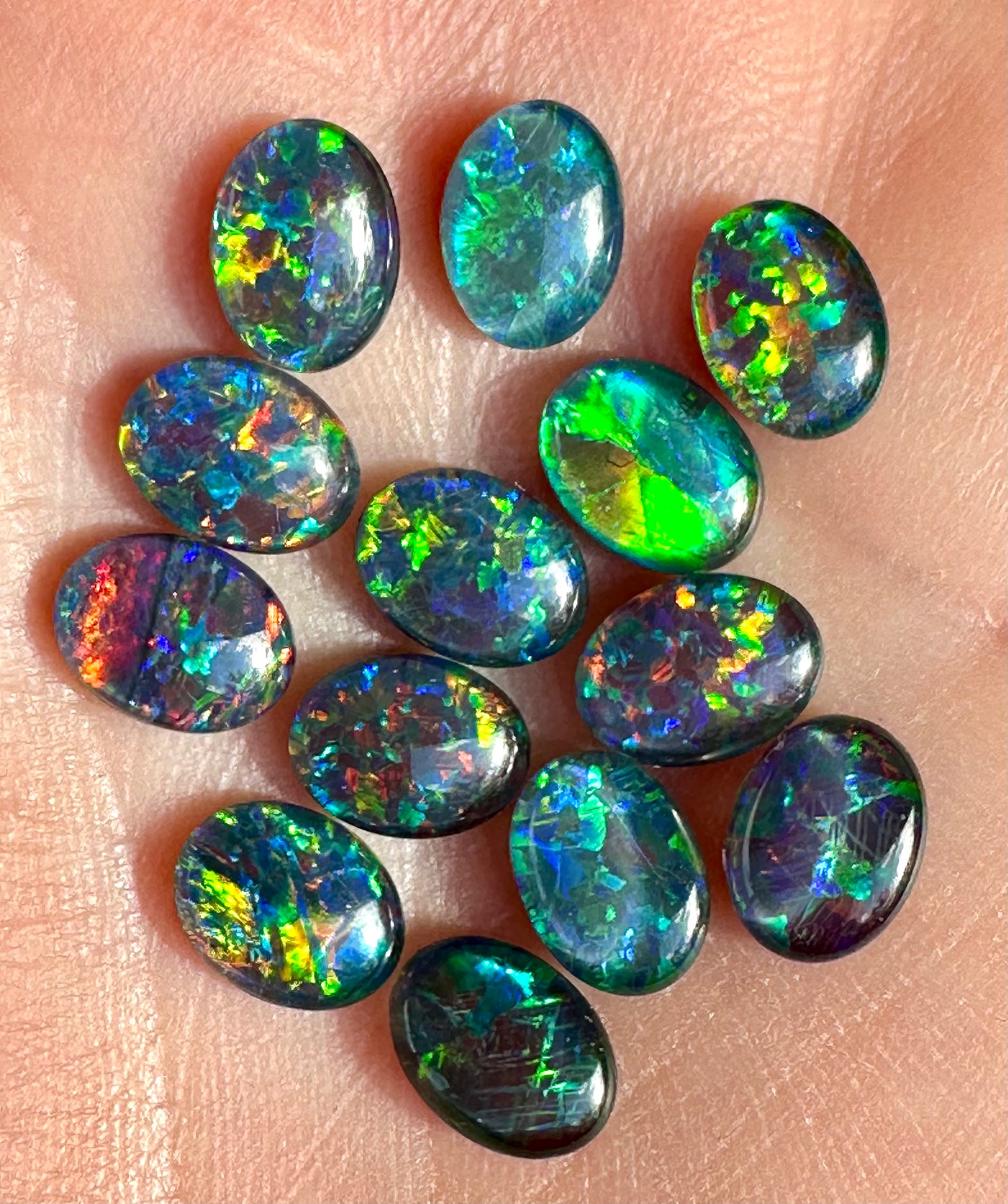 13 Australian Gem opal triplets 8x6mm