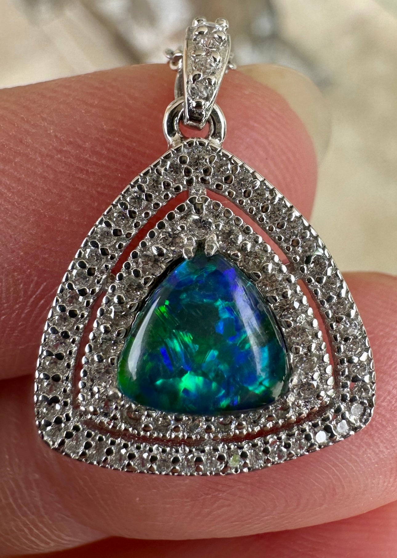Australian Triplet Opal and Sterling Silver Pendant.