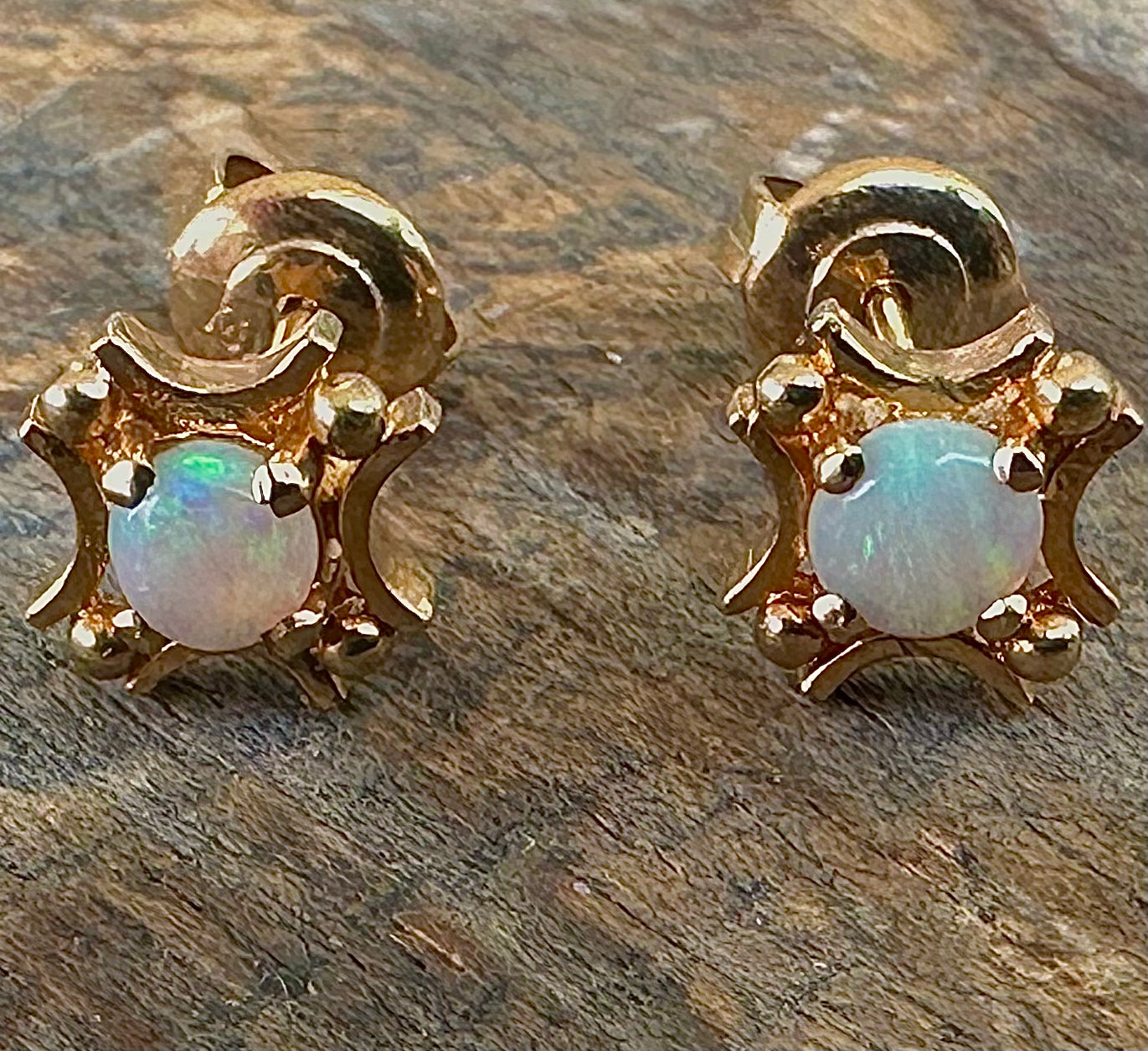 10k yellow gold Australian opal stud earrings