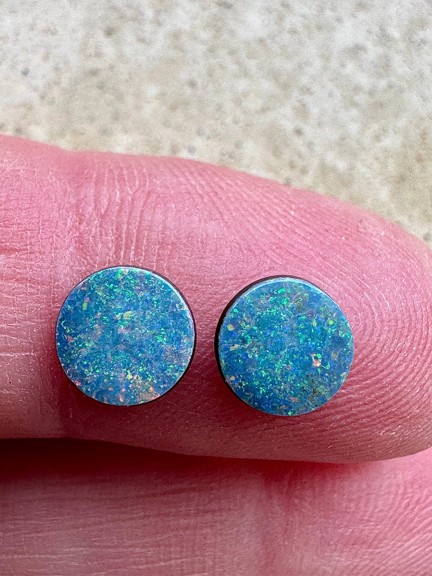 Australian Loose Lightning Ridge Opal Doublet Pair 7mm Rounds