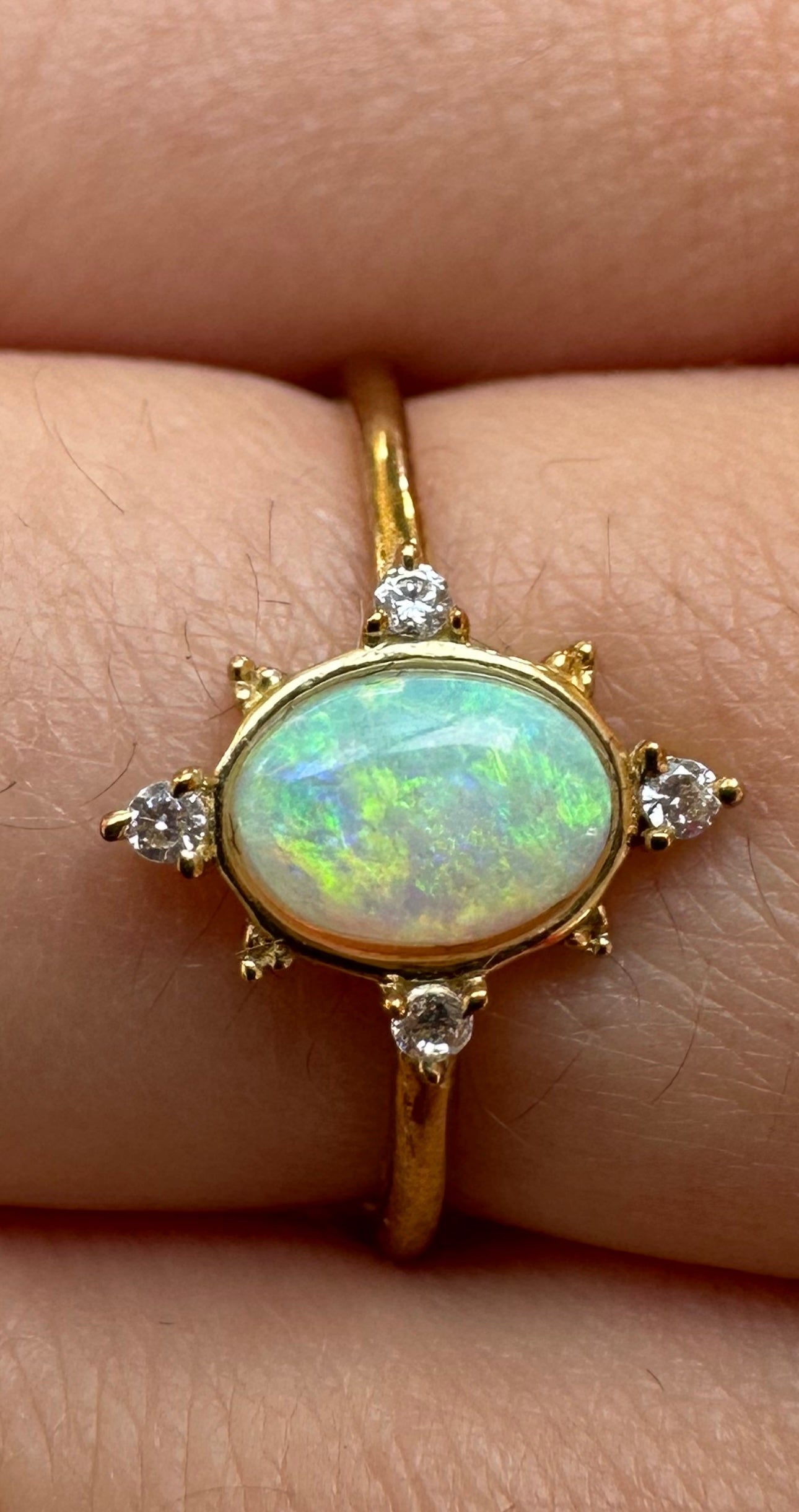 Natural Australian Opal 9k Gold Ring Size 6.75