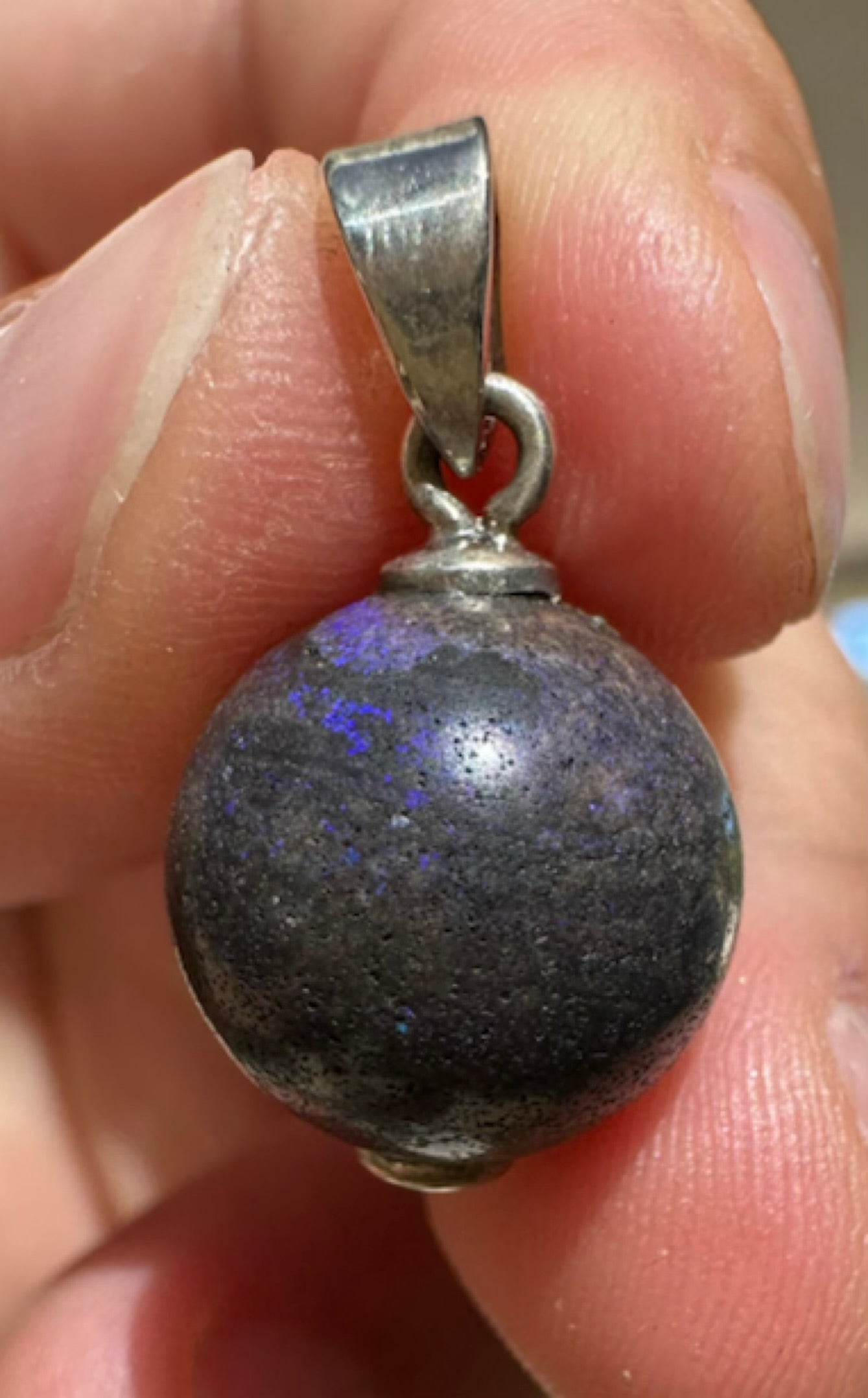 Australian Andamooka matrix purple opal focal bead pendant 12.50ct