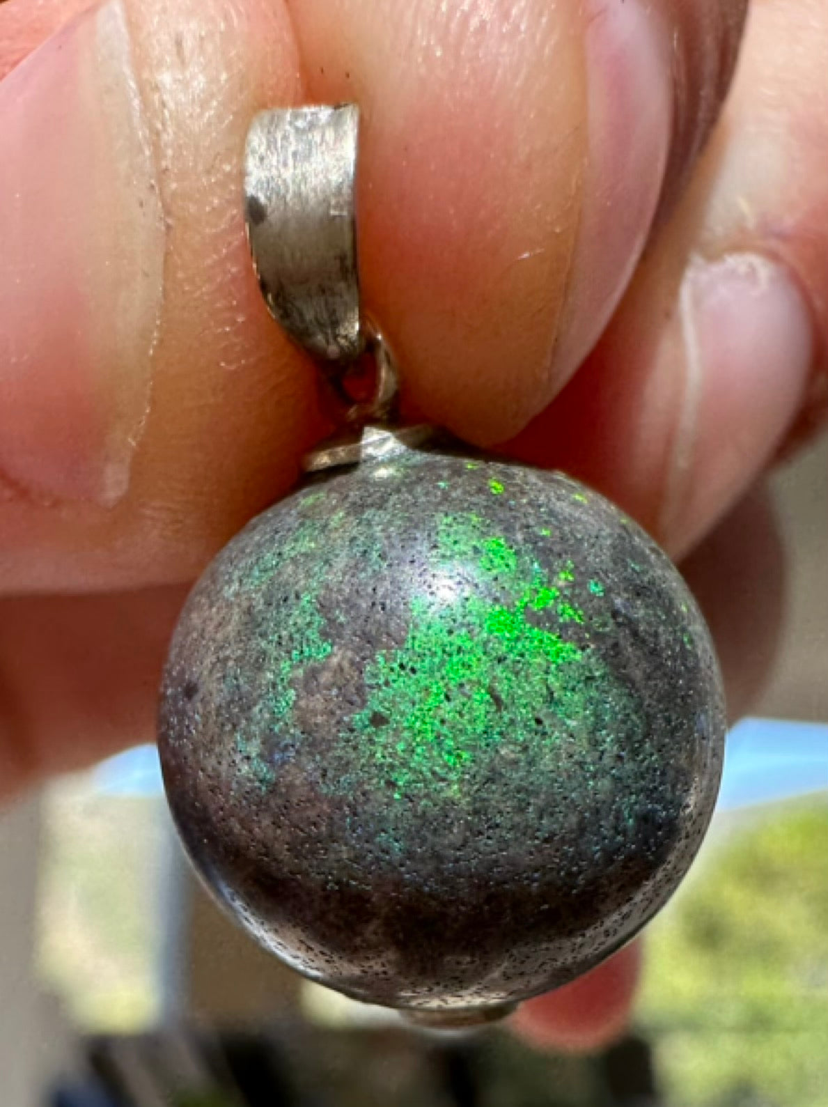 Australian Andamooka matrix green and blue opal focal bead pendant 16.05ct