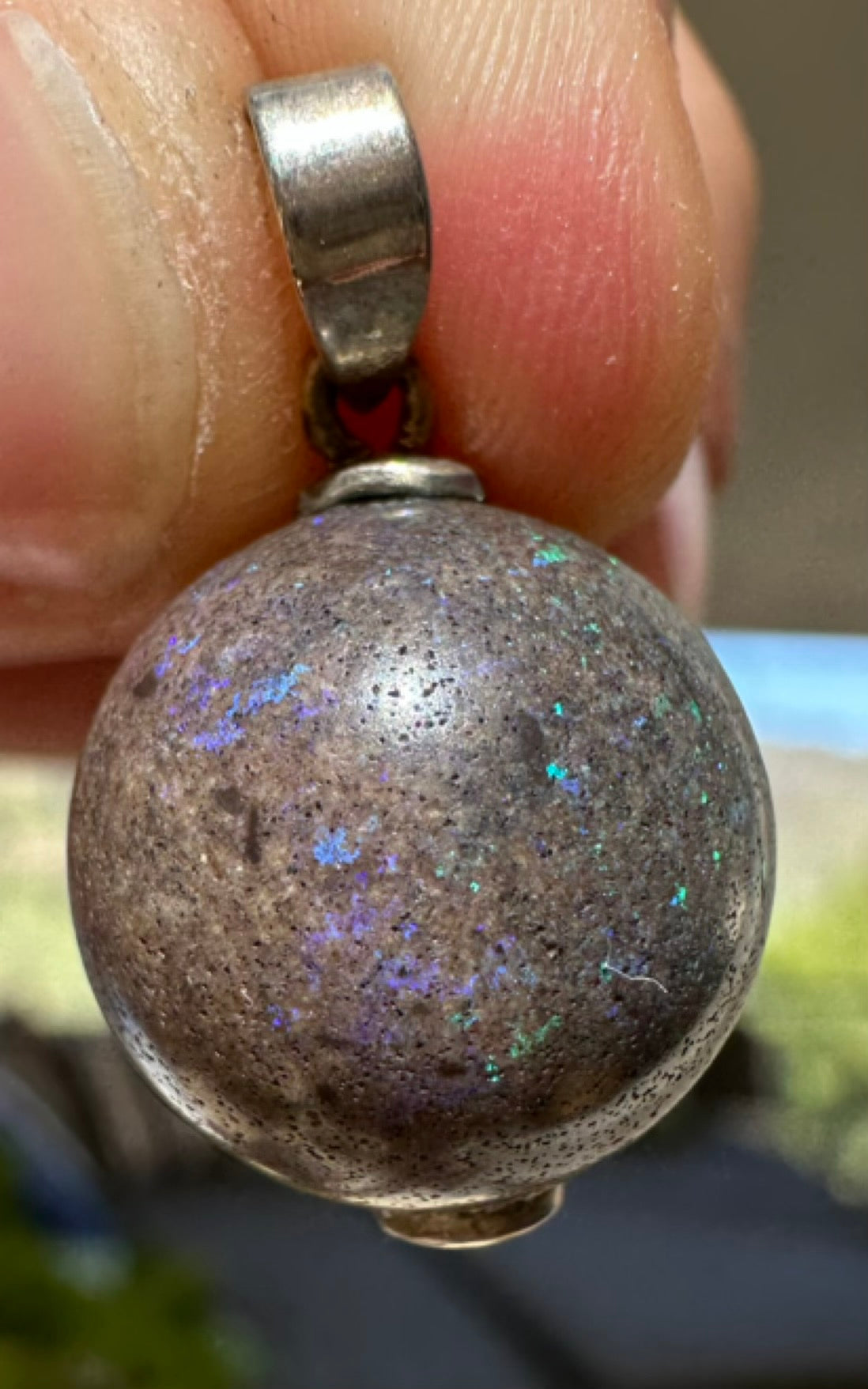 Australian Andamooka matrix purple and blue opal focal bead pendant 20ct