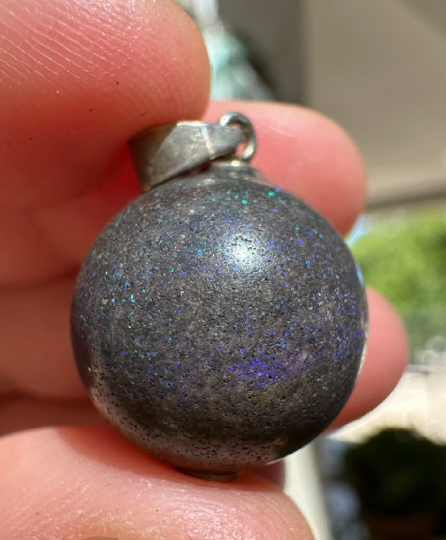 Australian Andamooka Matrix purple and blue opal focal bead pendant 25ct