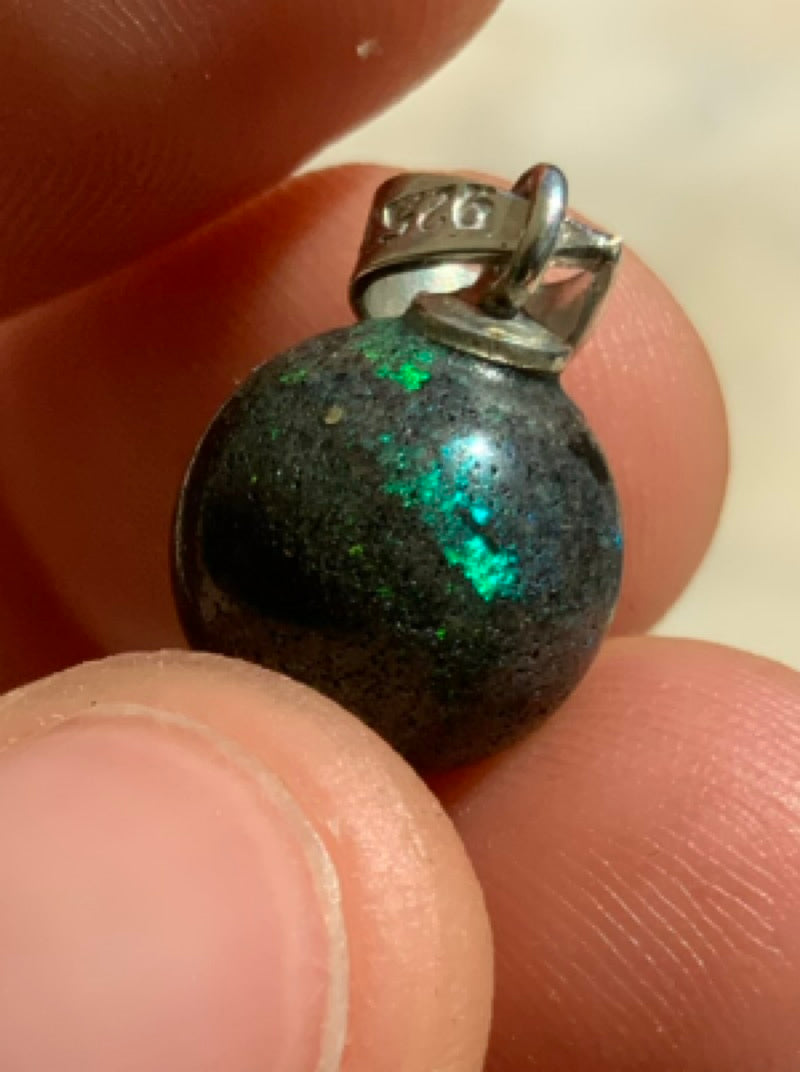 Australian matrix opal green and blue opal focal bead pendant 5ct
