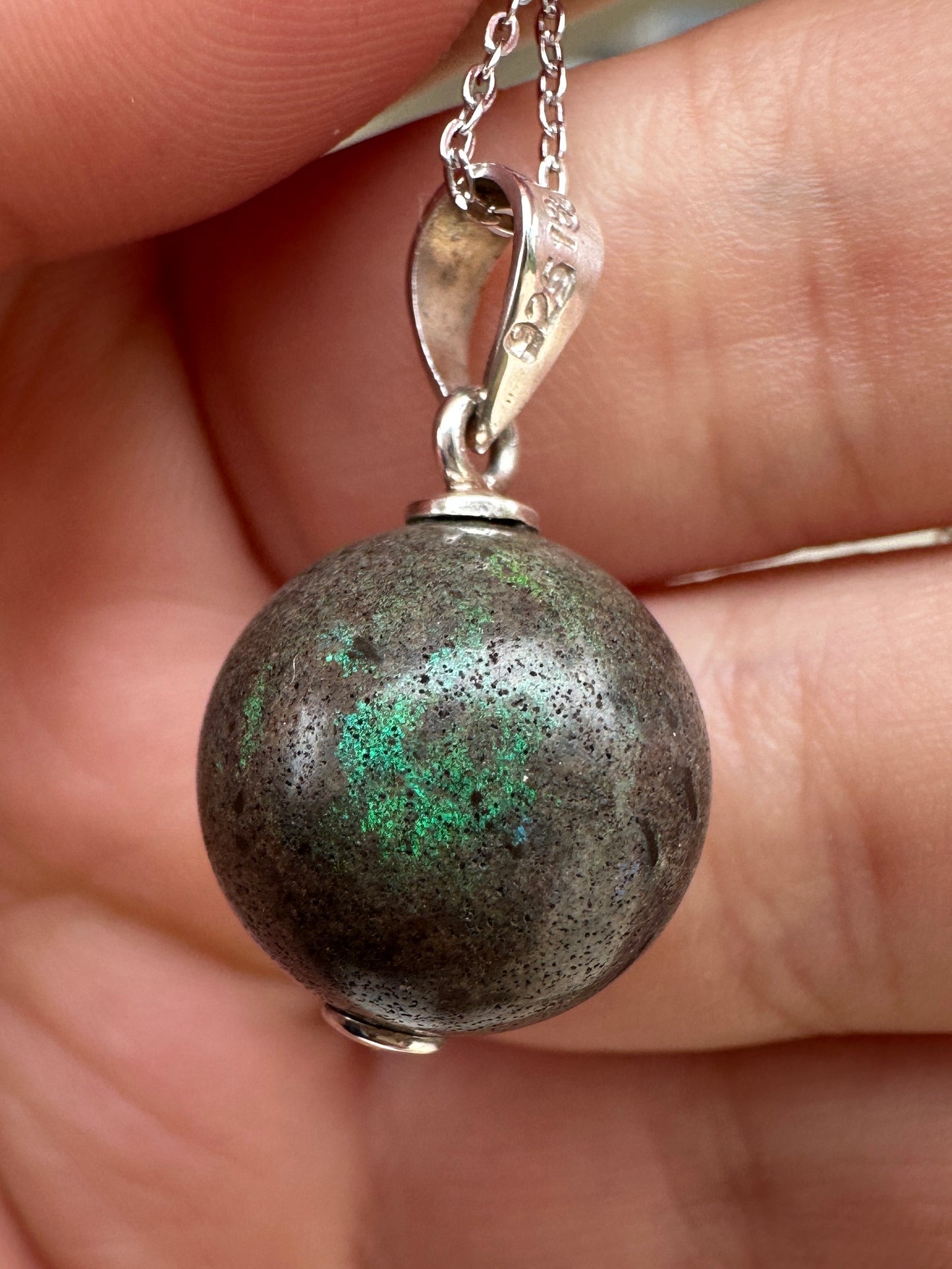 Australian Andamooka matrix opal focal bead pendant blue & green 18.60 cts