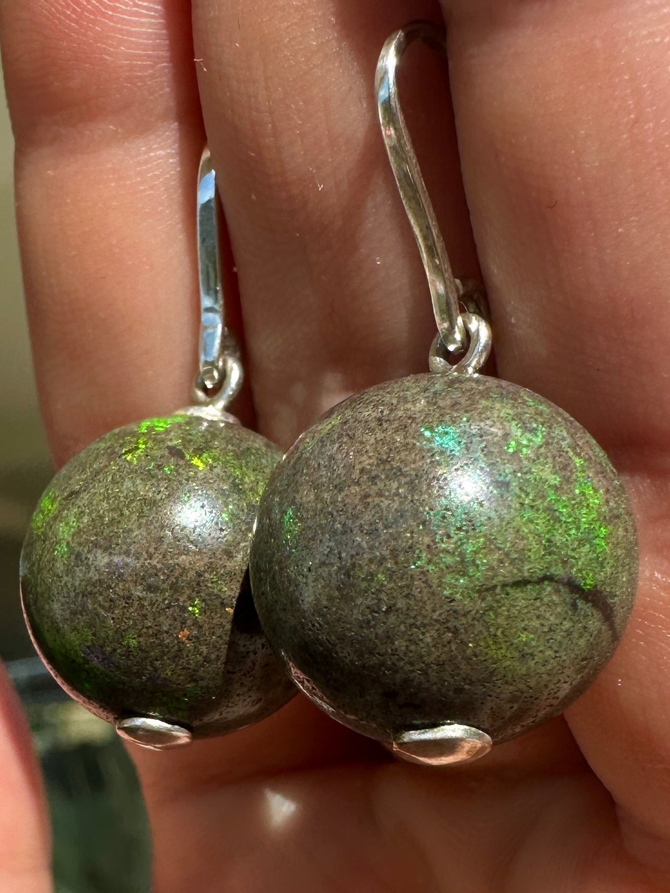 Australian andamooka matrix opal sterling silver earrings 51.70 cts