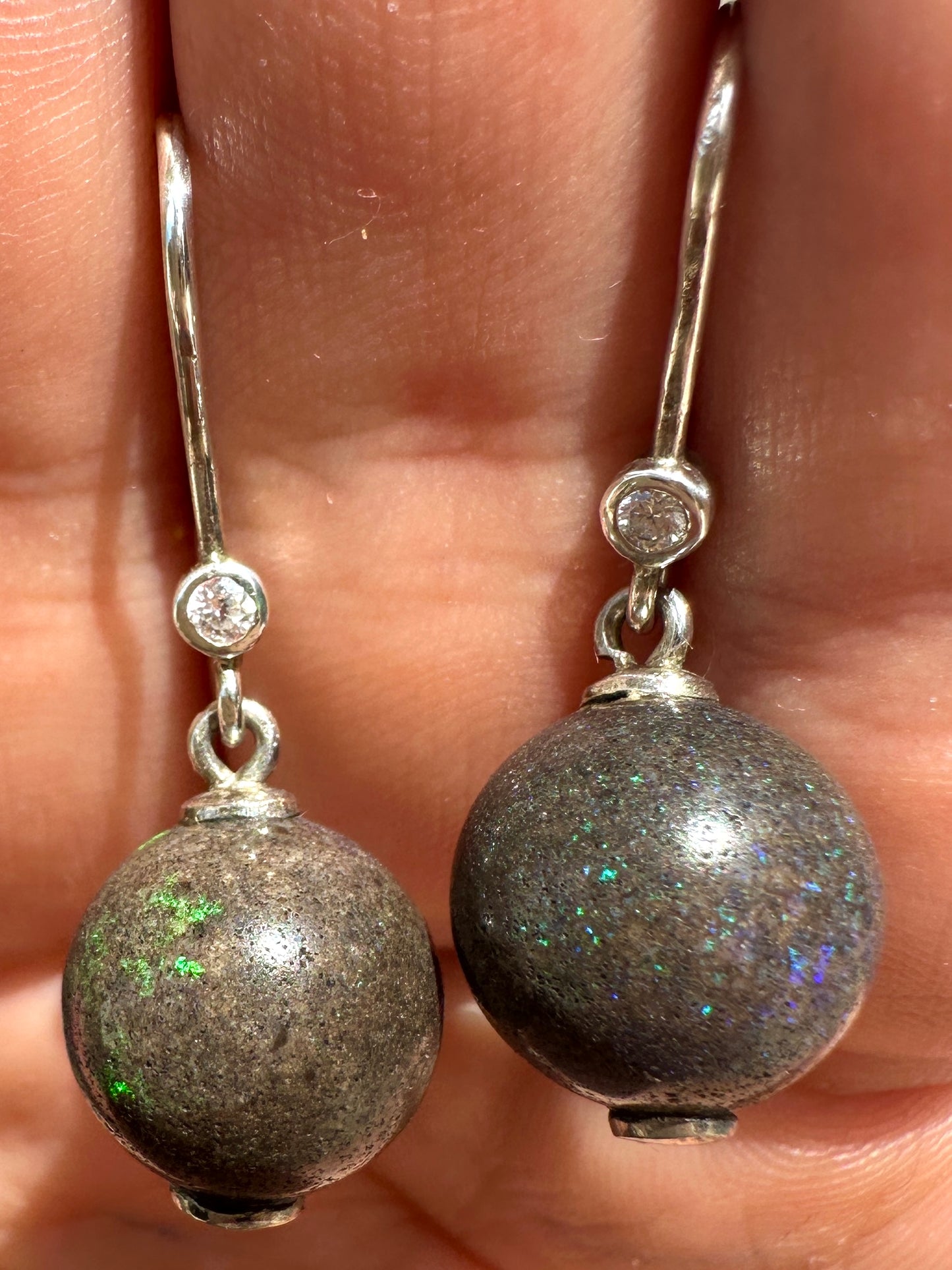 Australian andamooka matrix opal sterling silver earrings 28.50 cts