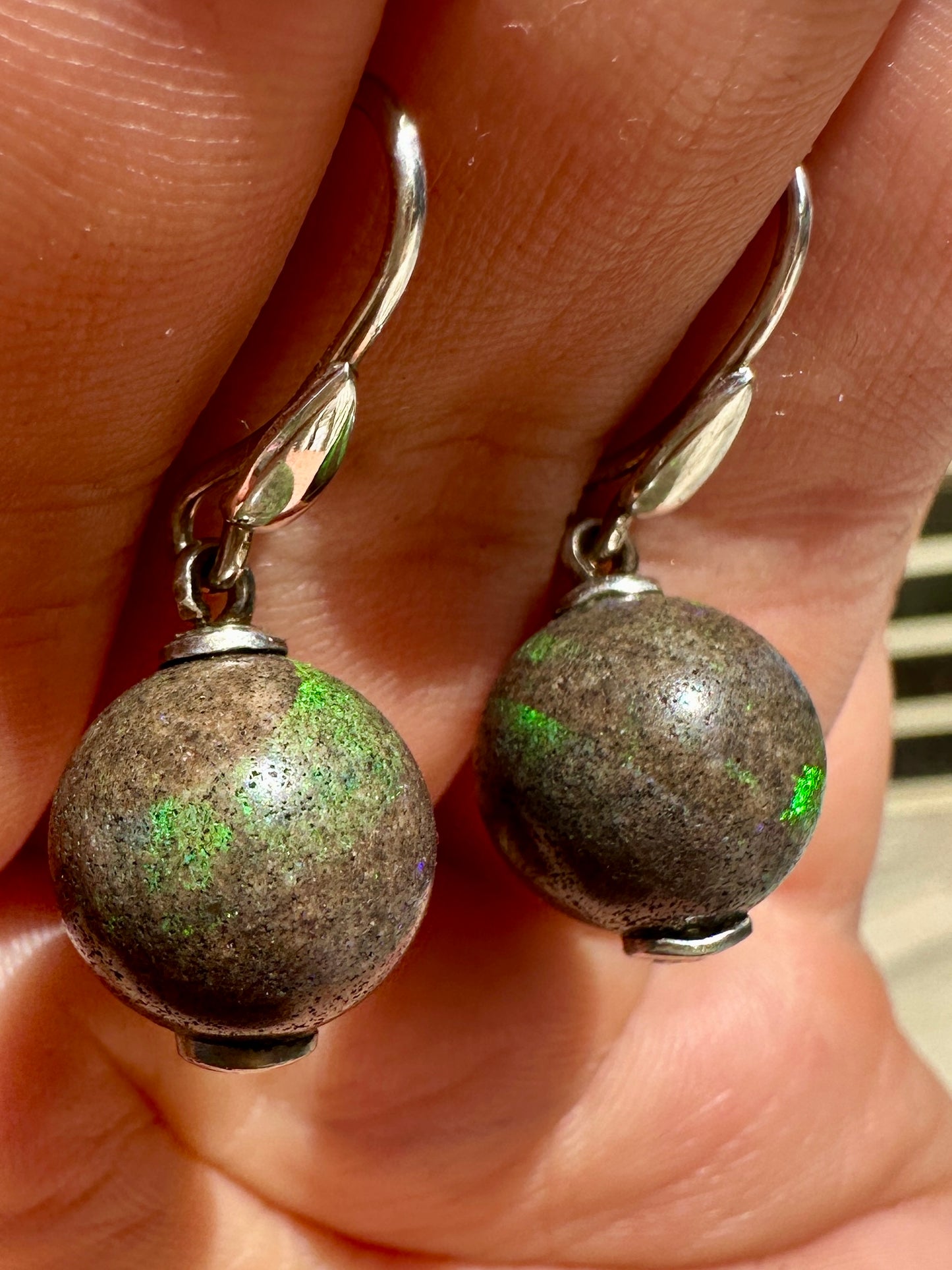 Australian andamooka matrix opal sterling silver earrings 24.50 cts