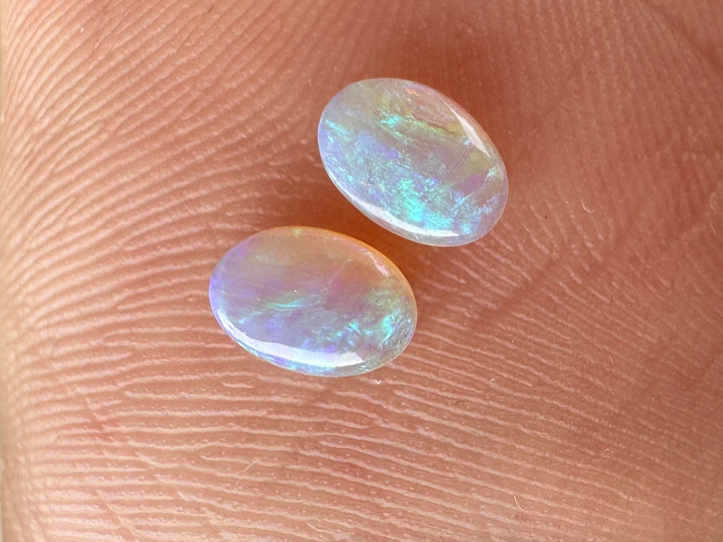 Australian lightning ridge unset multicoloured crystal Opals pair of pendant or earrings
