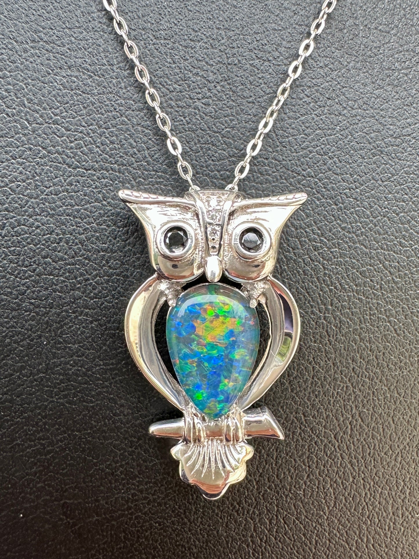 Coober Pedy Opal owl pendant - Australian Opal set in sterling silver 16.49cts