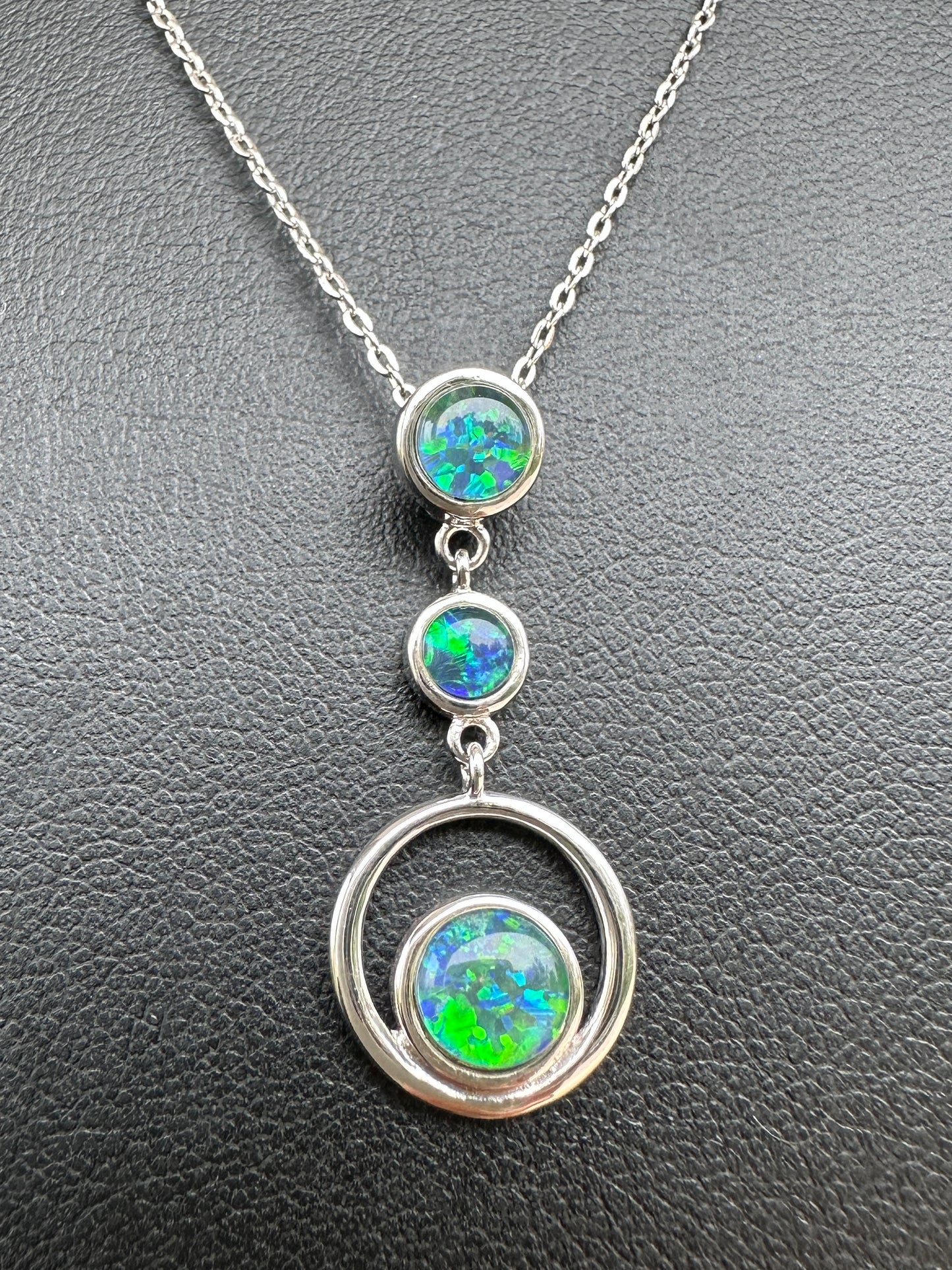 Coober Pedy 3-stone drop pendant - Australian natural Opal triplet set in sterling silver 9.92 cts