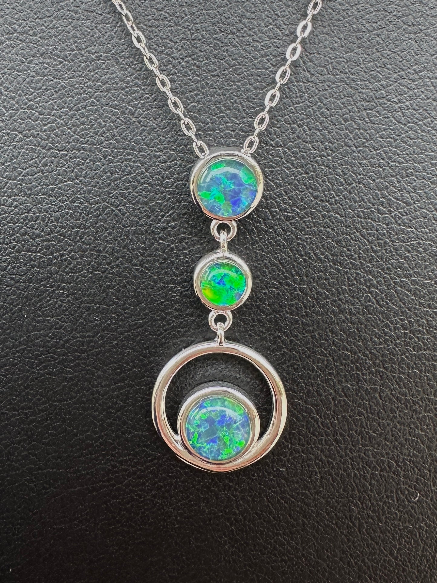 Coober Pedy 3-stone drop pendant - Australian natural Opal triplet set in sterling silver 9.87 cts