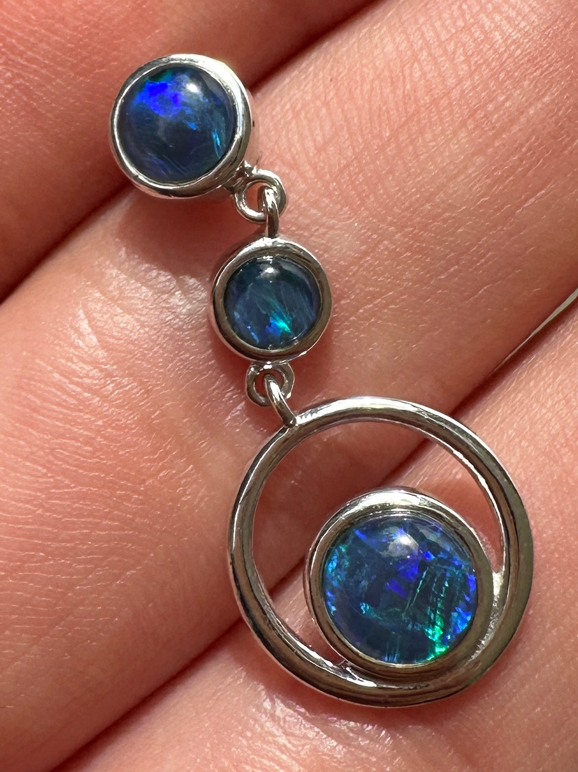 Australian muliticolored opal triplet drop pendant set in sterling silver 9.925 cts