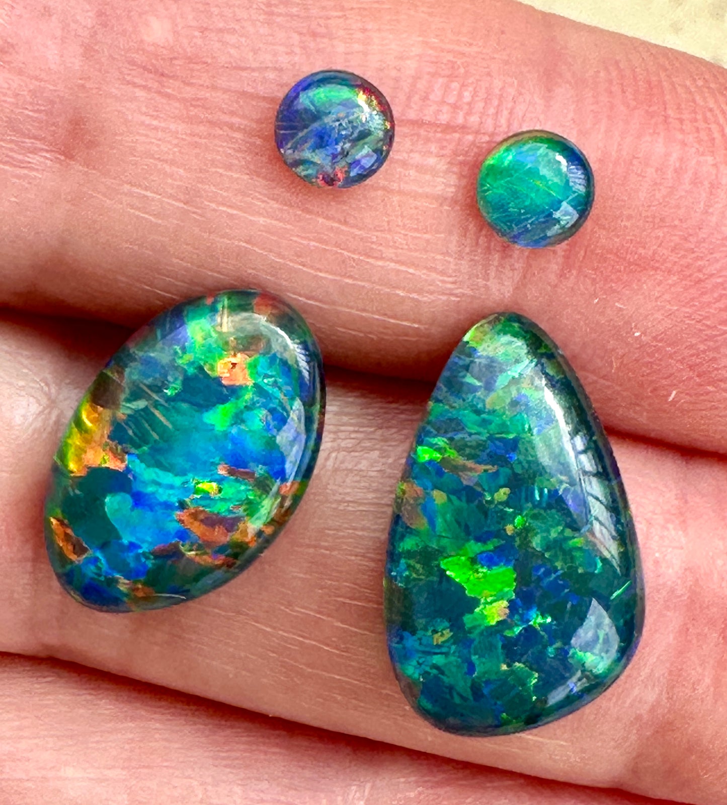 Australian Opal triplet multicoloured loose earring set 10.44 cts