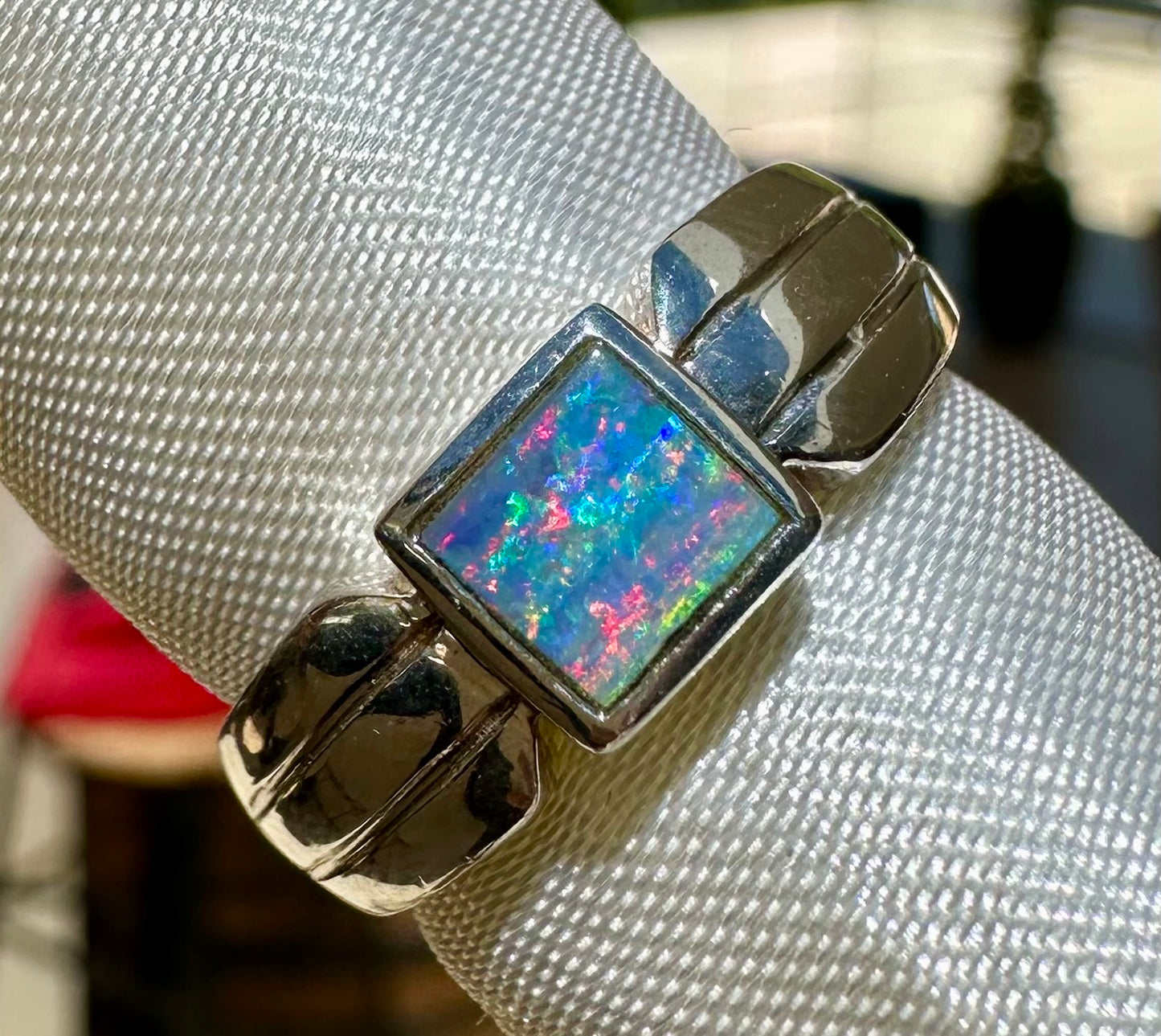 Australian opal ring Sterling Silver size 7.25