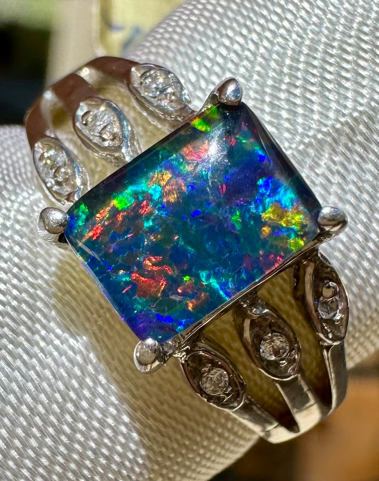 Australian opal ring sterling silver size 6.5