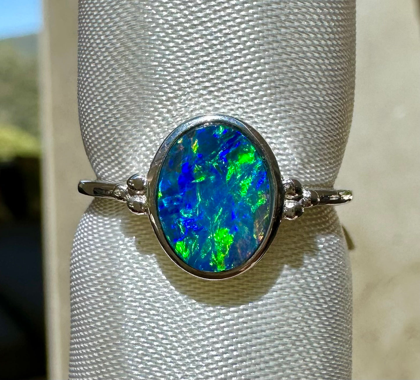 Australian opal ring sterling silver size 7