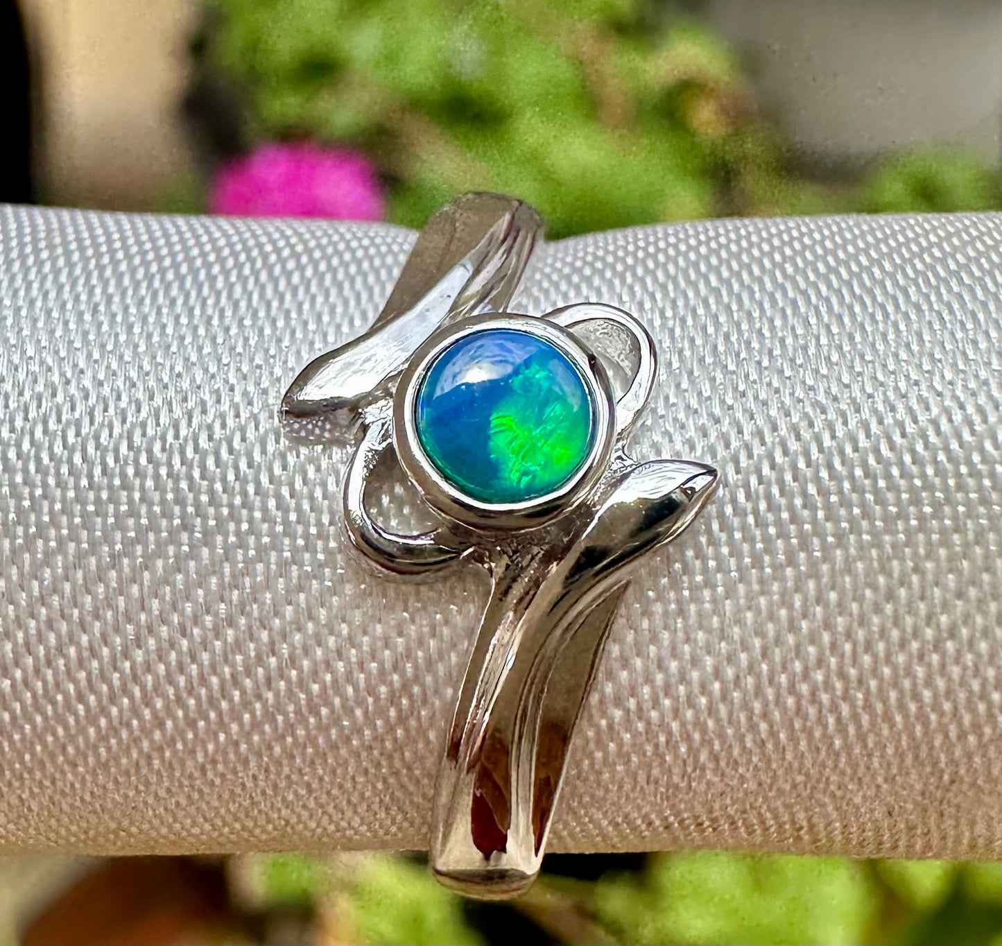 Australian opal ring Sterling Silver size 6.75