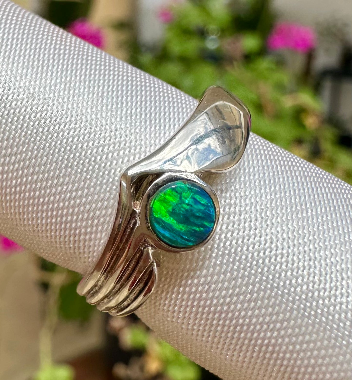 Australian opal ring Sterling Silver size 6.5