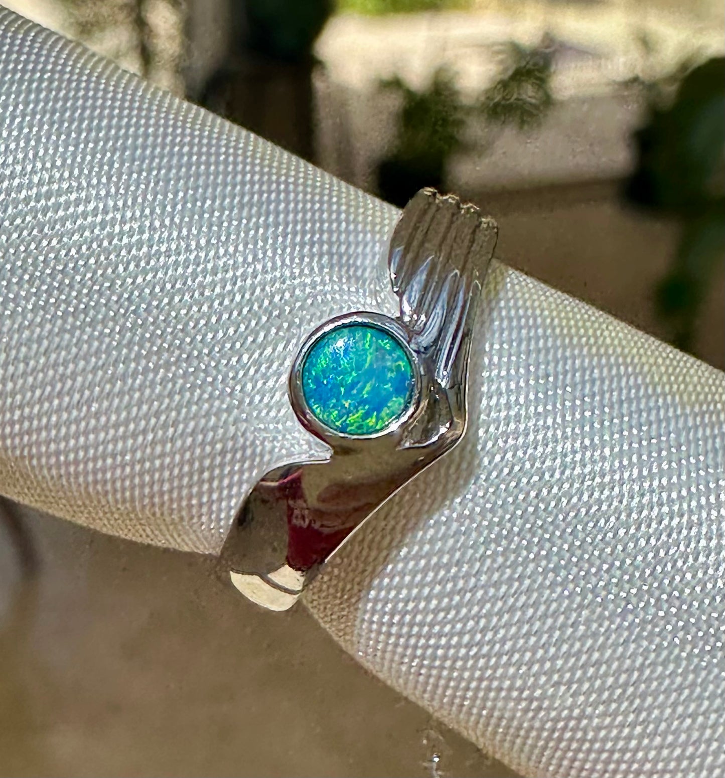 Australian opal ring Sterling Silver size 5.75
