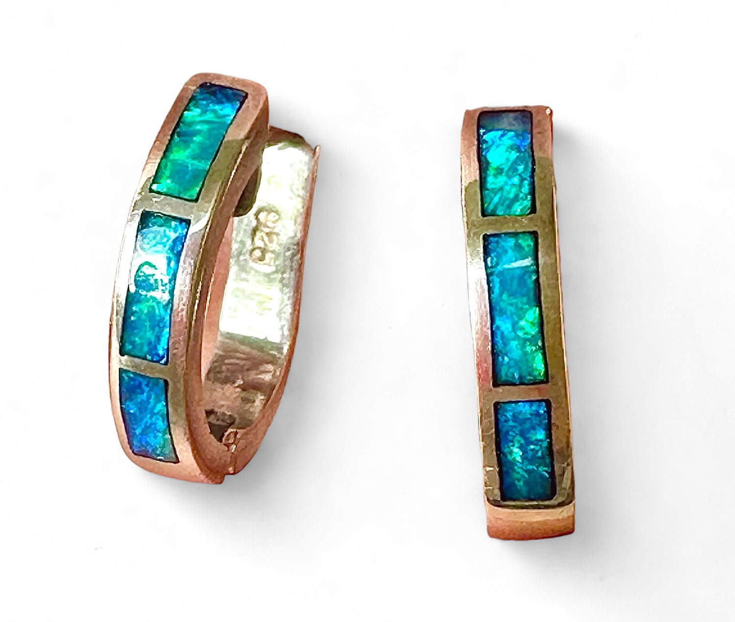 Genuine Australian opal earrings set in sterling silver