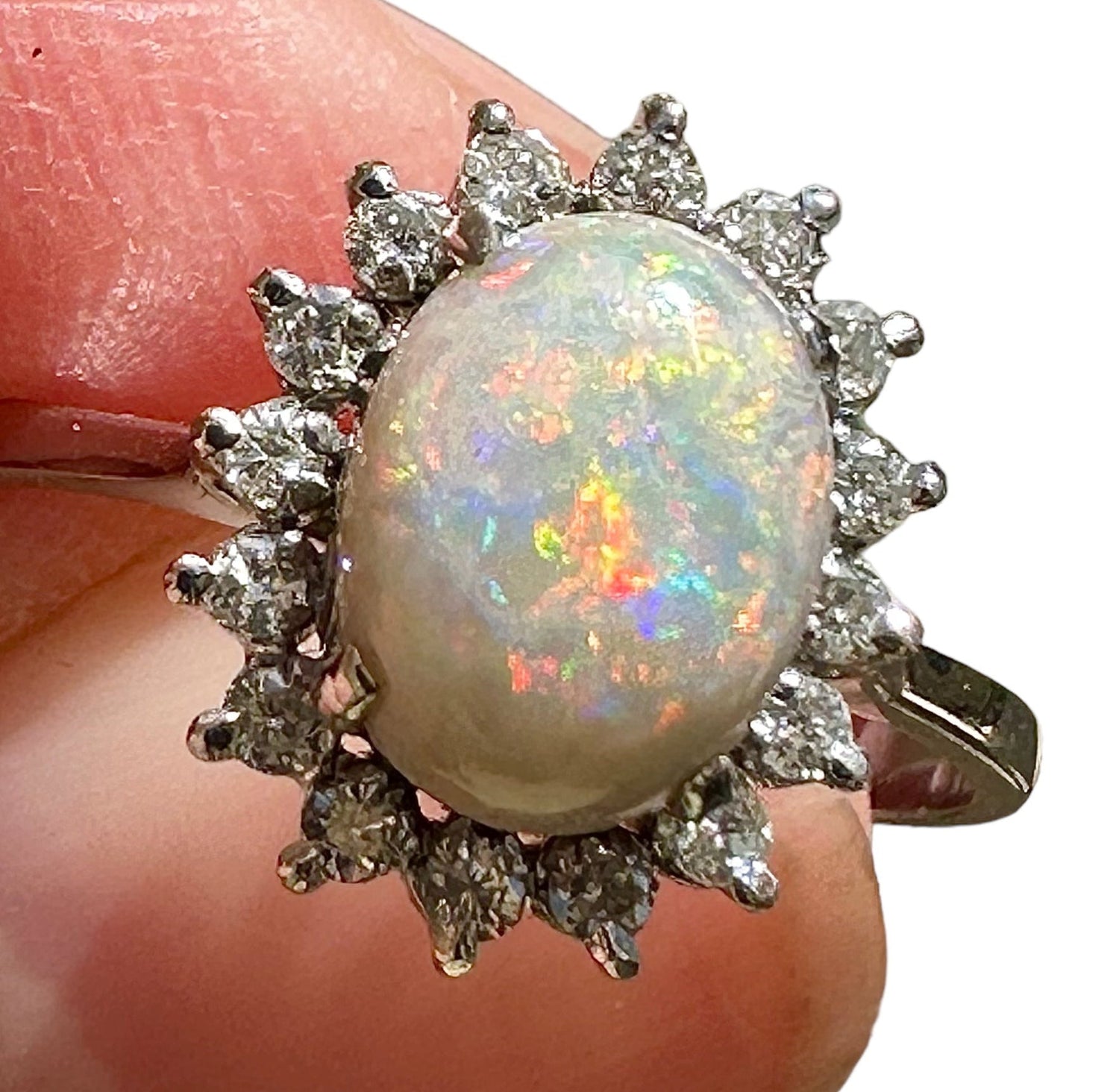Beautiful vintage opal and diamond engagement ring.