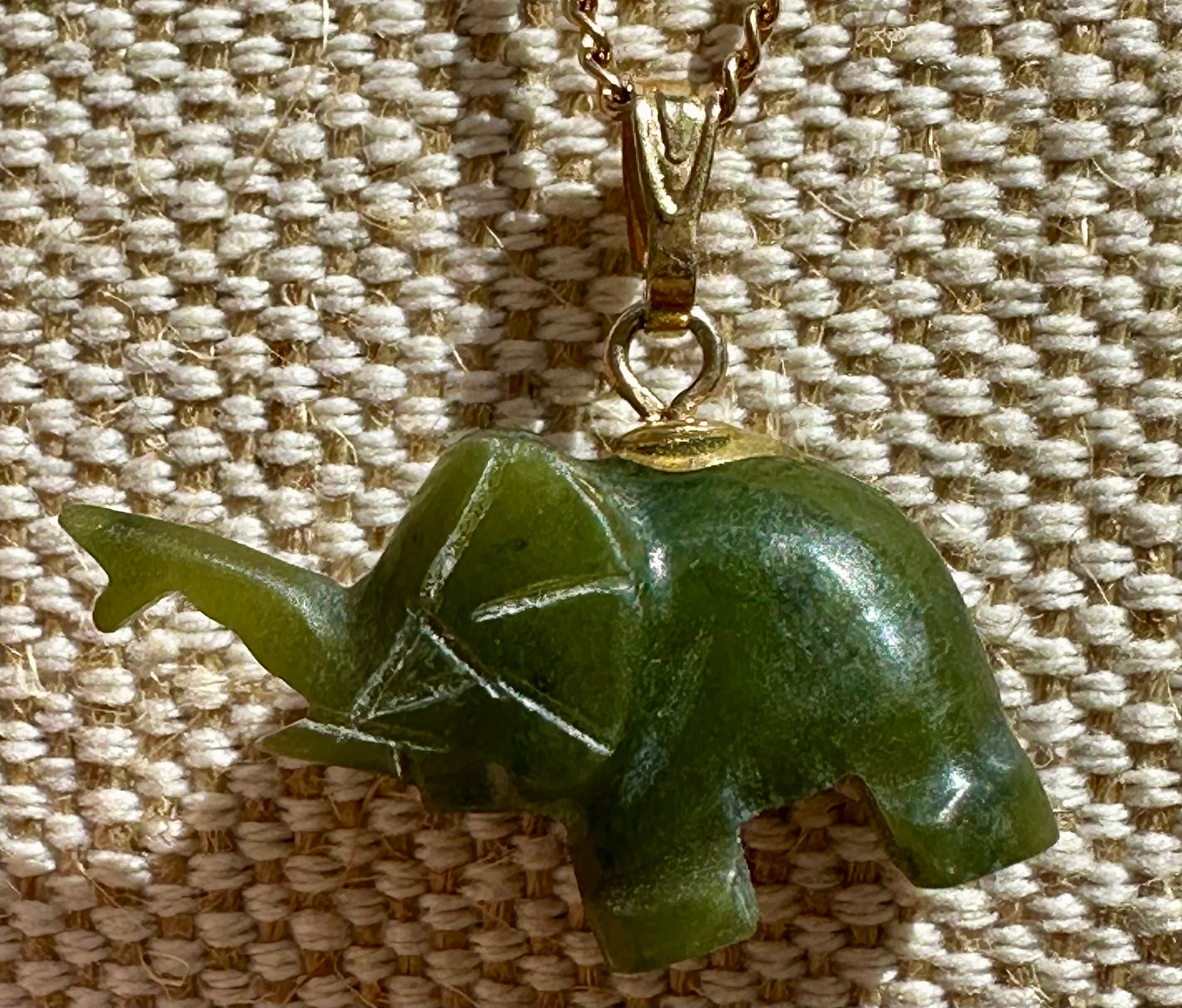 Australian Cowell green jade elephant blessing charm or pendant