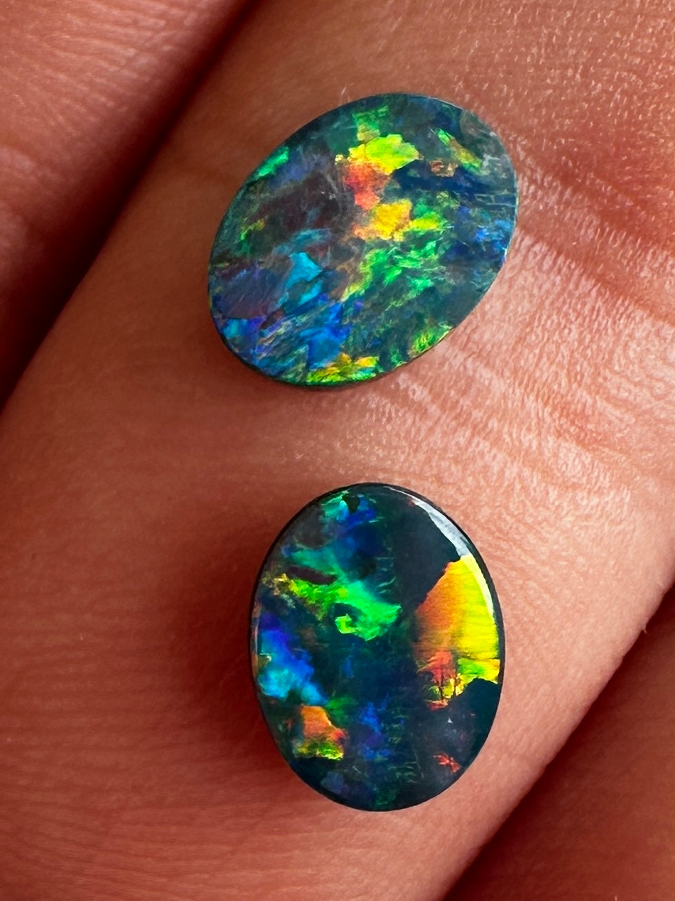 Opal Essence Australian Opal doublet pair 