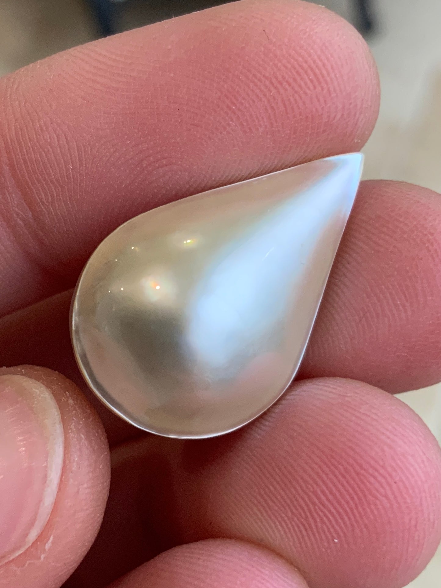 Opal Essence Mabe pearl white teardrop 