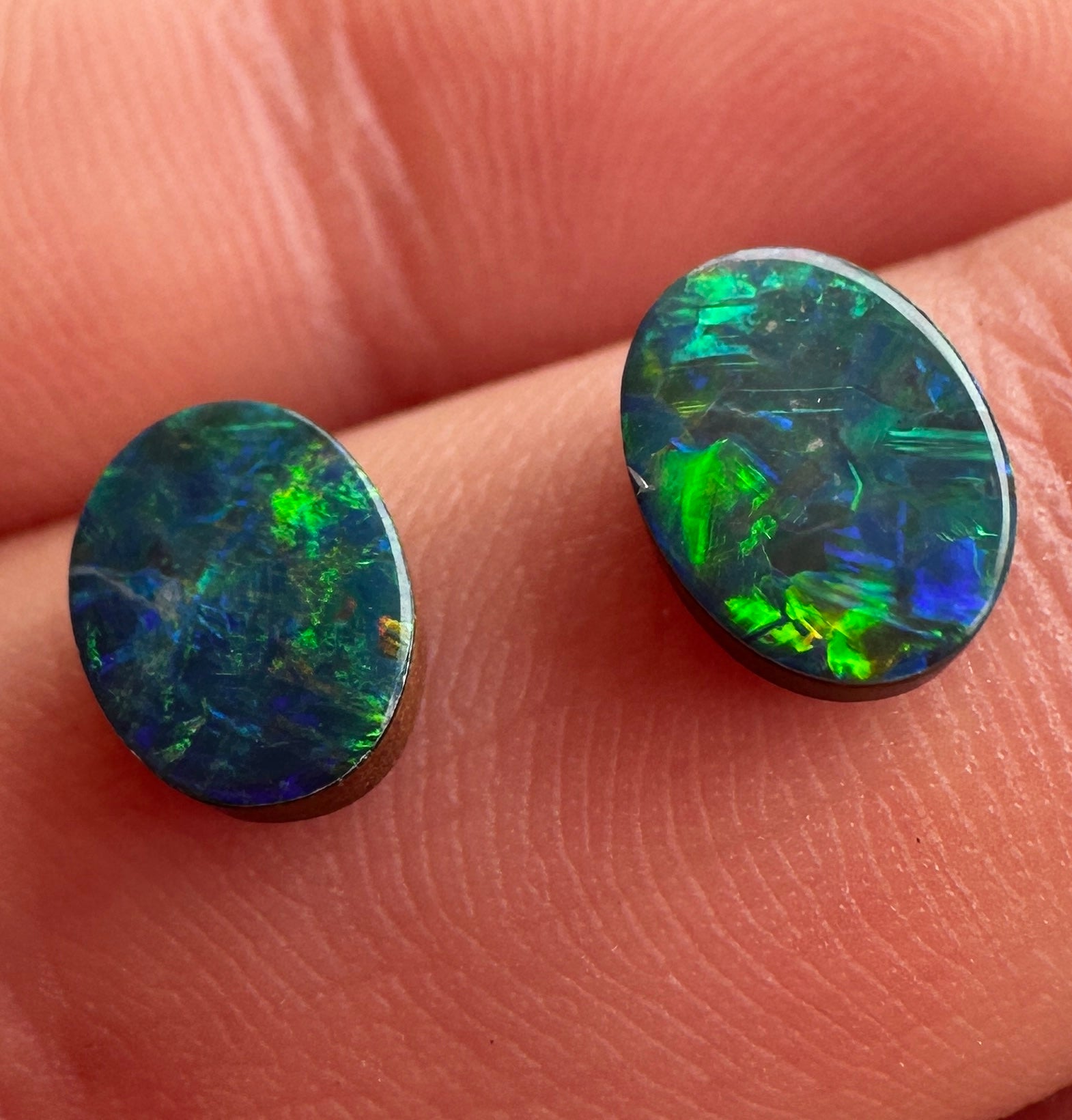 Opal Essence Australian Opal doublet pair 