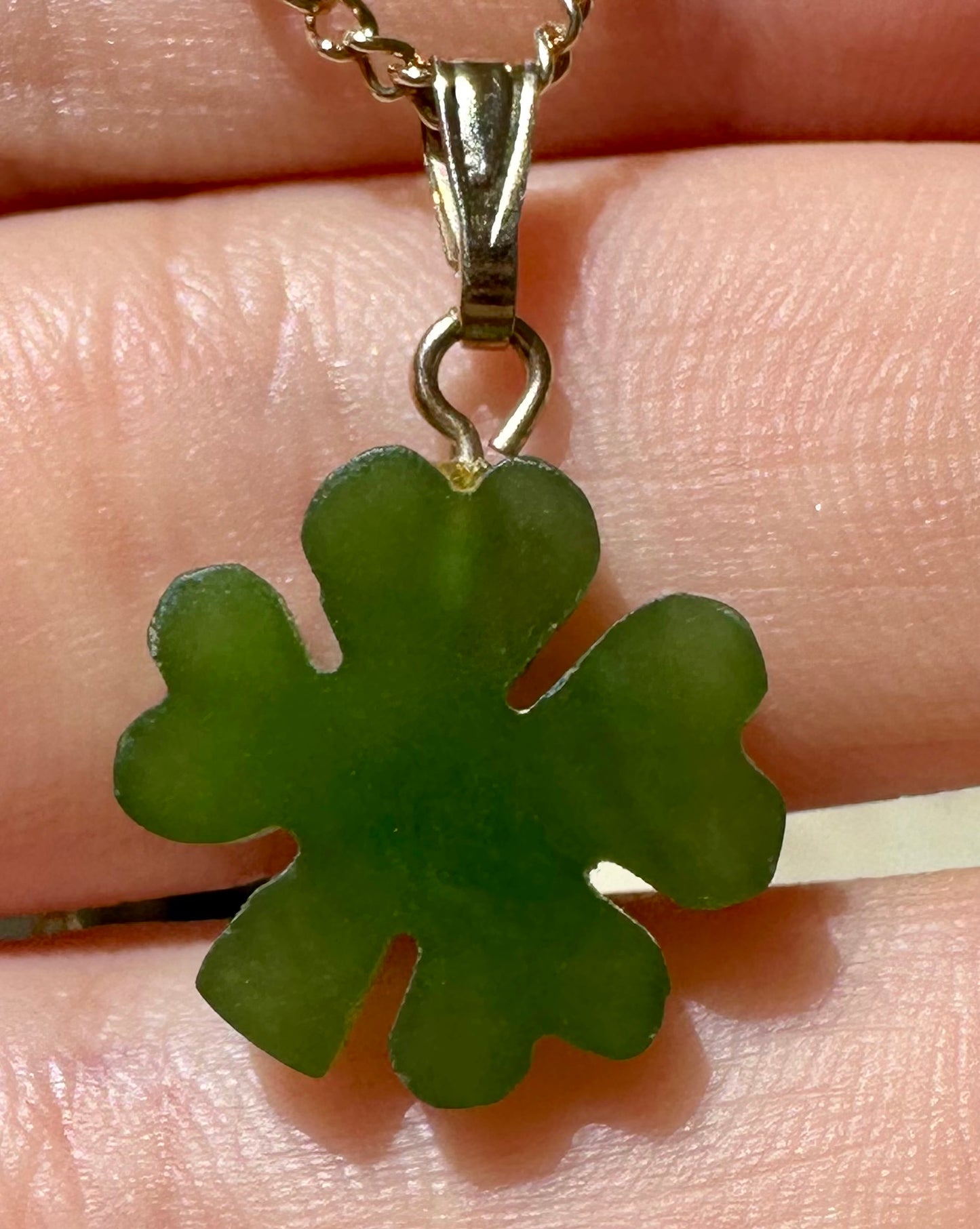 Australian Cowell Green Jade 4 leaf clover Blessing Charm or Pendant