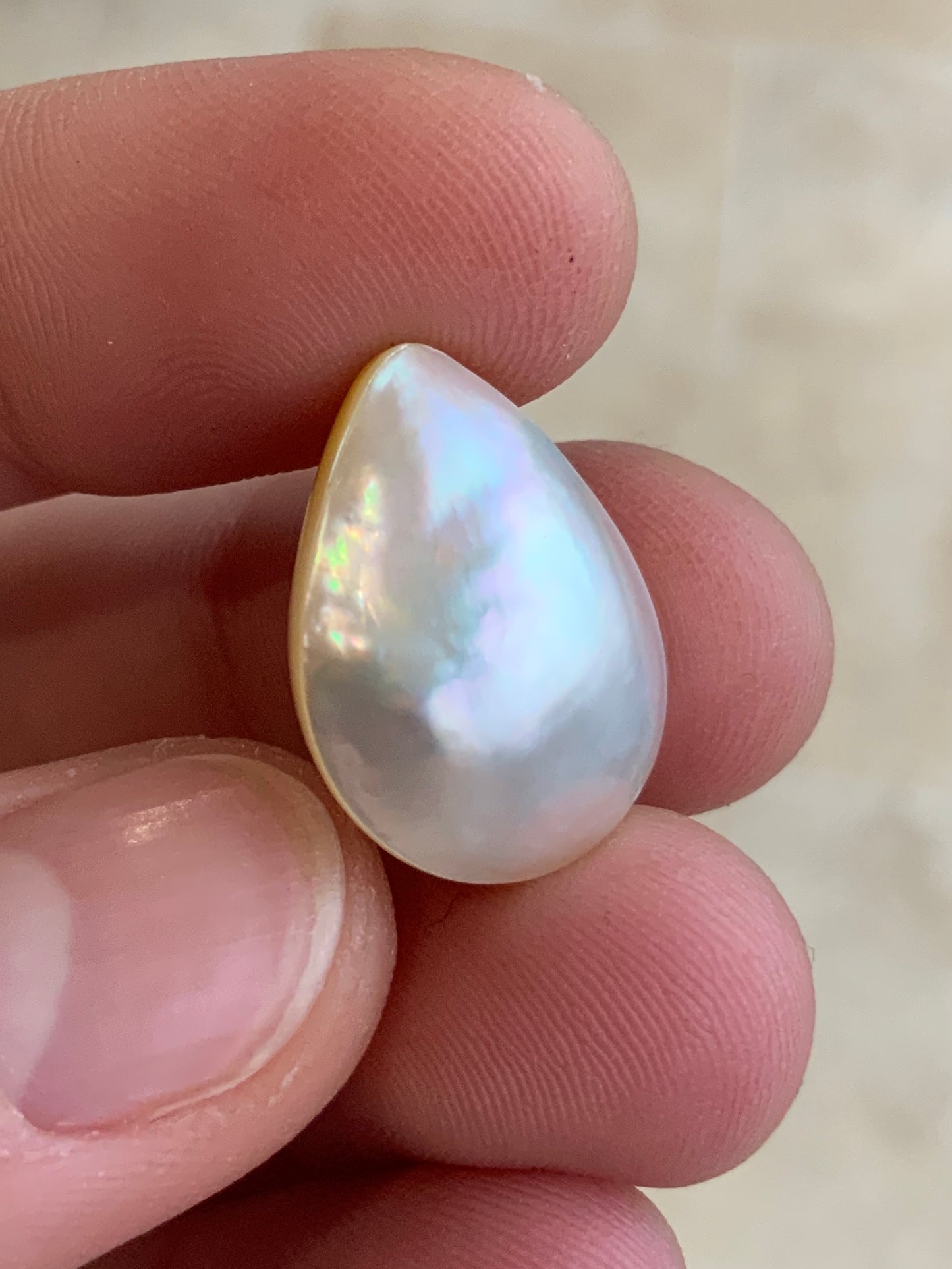 Opal Essence Mabe pearl white teardrop 