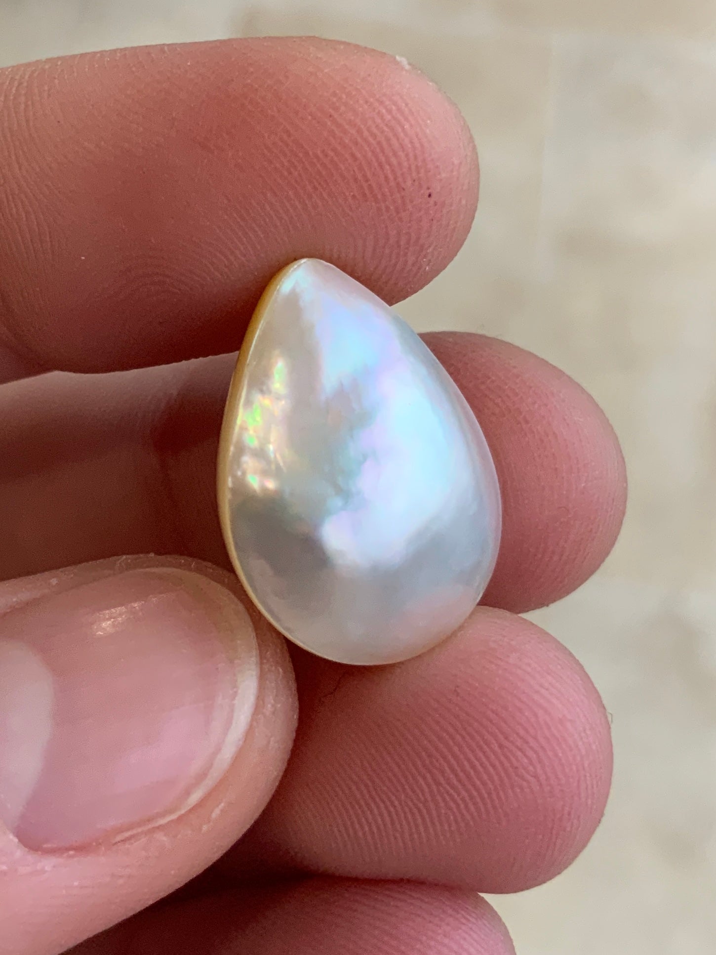 Opal Essence Mabe pearl white teardrop 